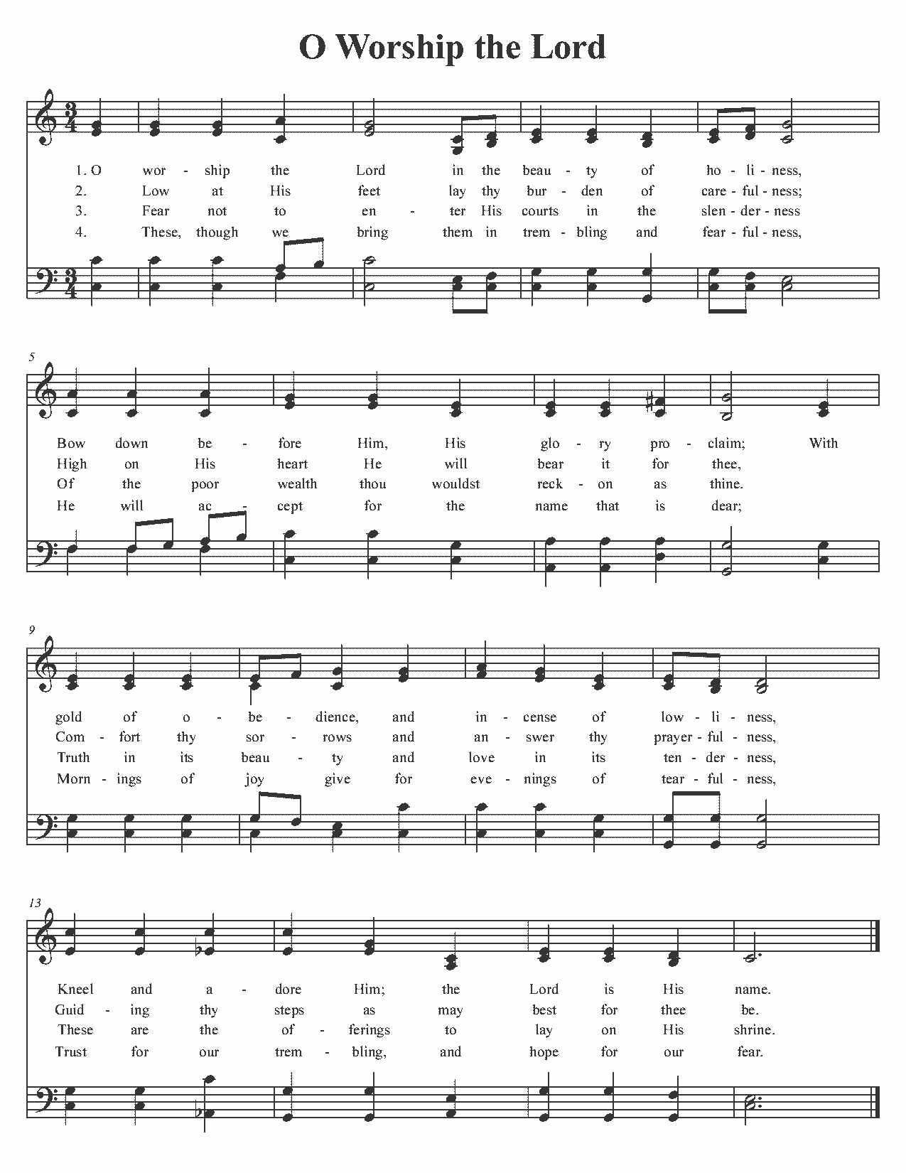 O Worship the Lord - Sheet Music Page 1