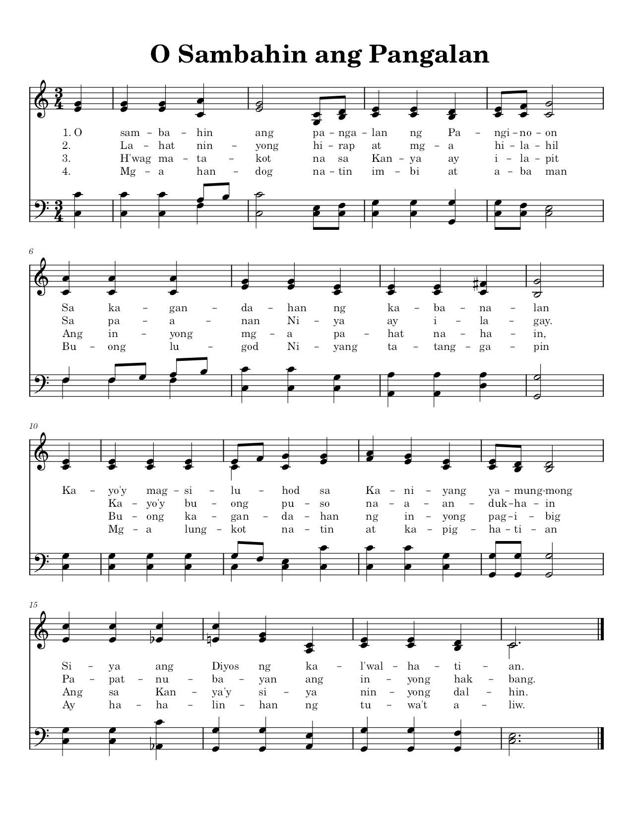 O Sambahin ang Pangalan - Sheet Music Page 1