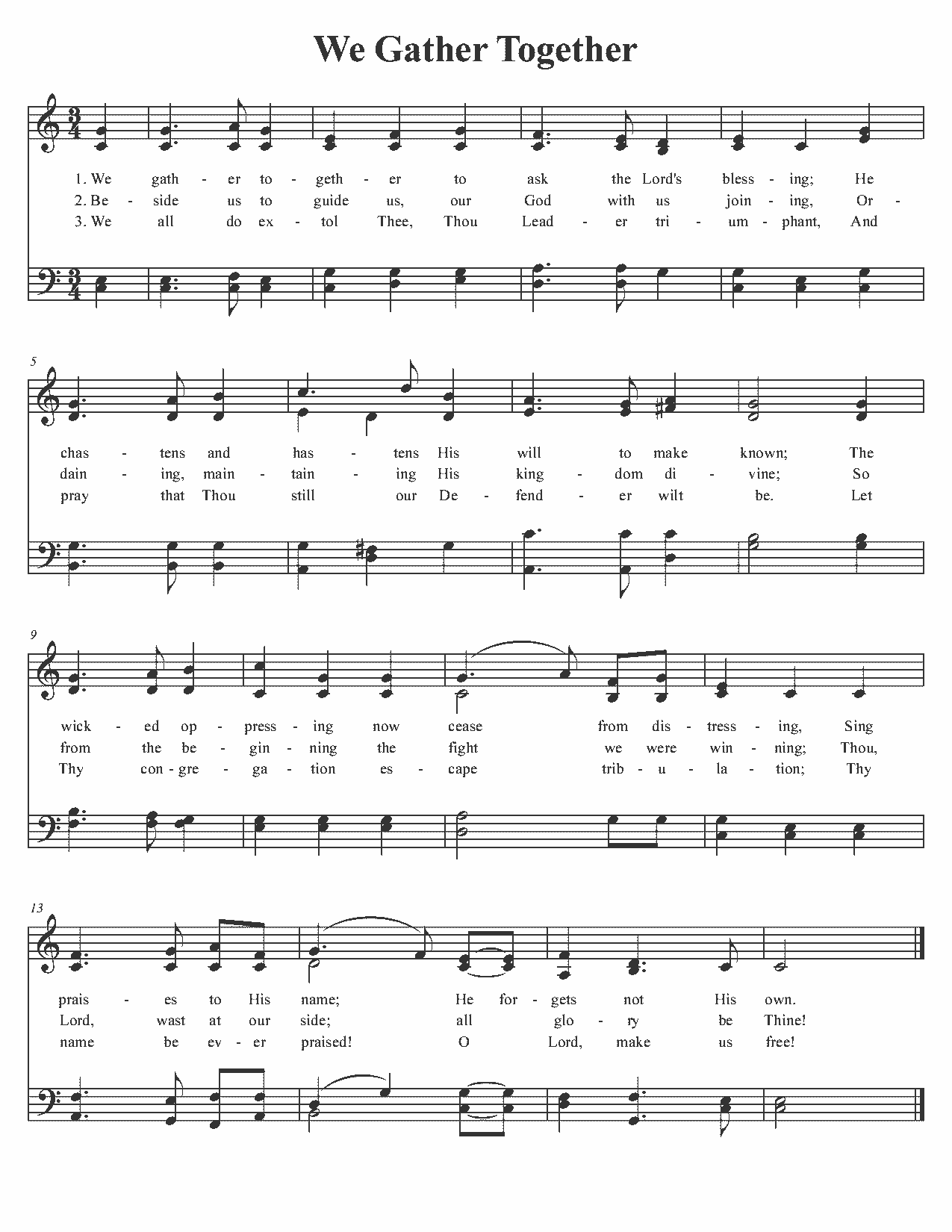 We Gather Together - Sheet Music Page 1