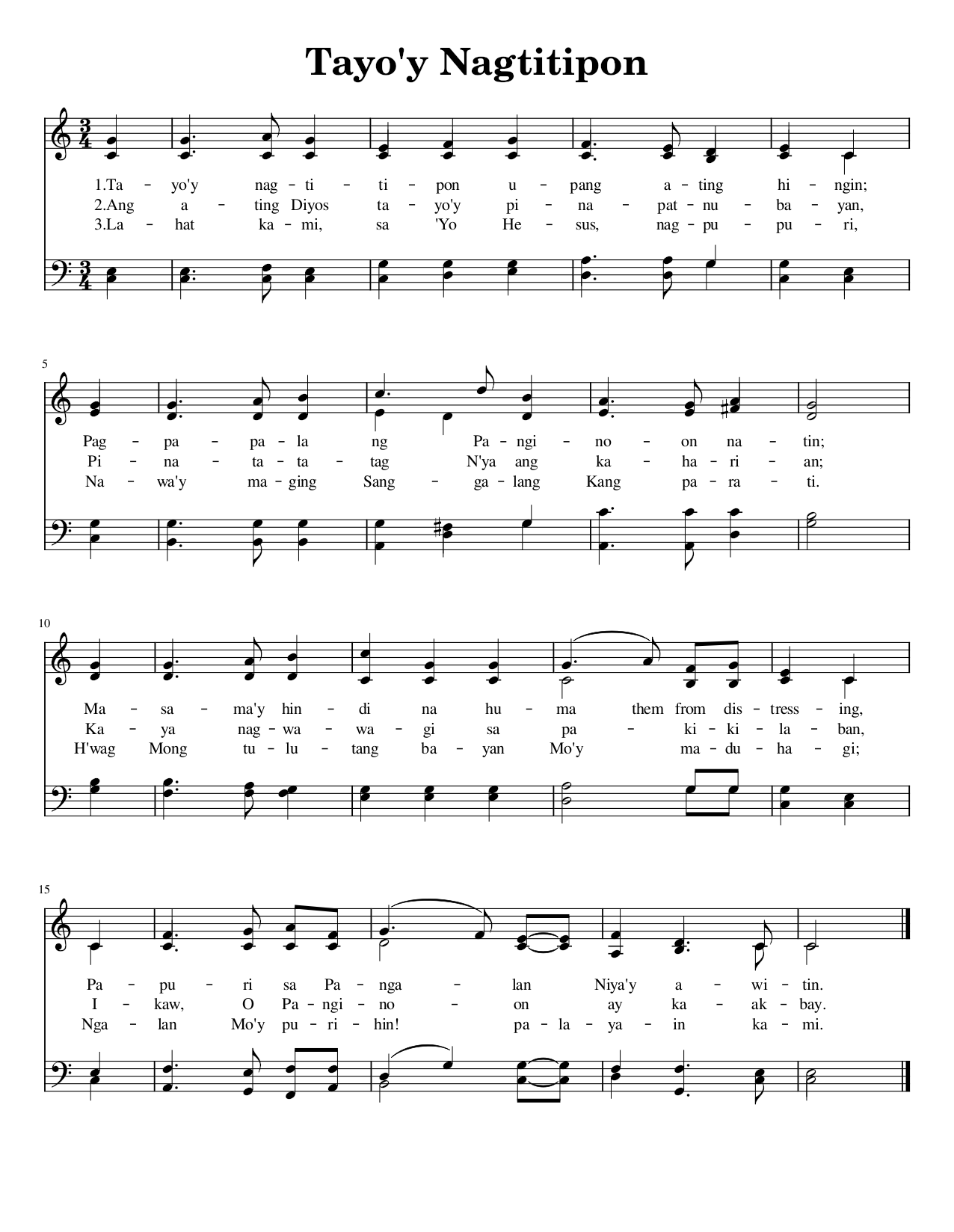Tayo'y Nagtitipon - Sheet Music Page 1