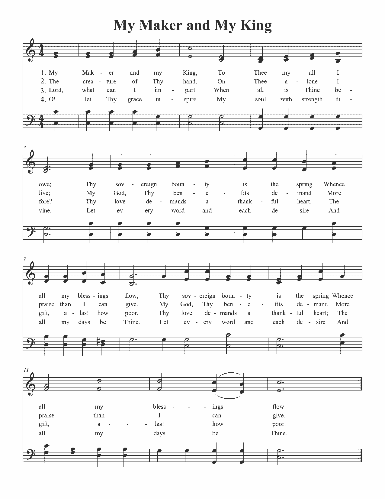 My Maker and My King - Sheet Music Page 1