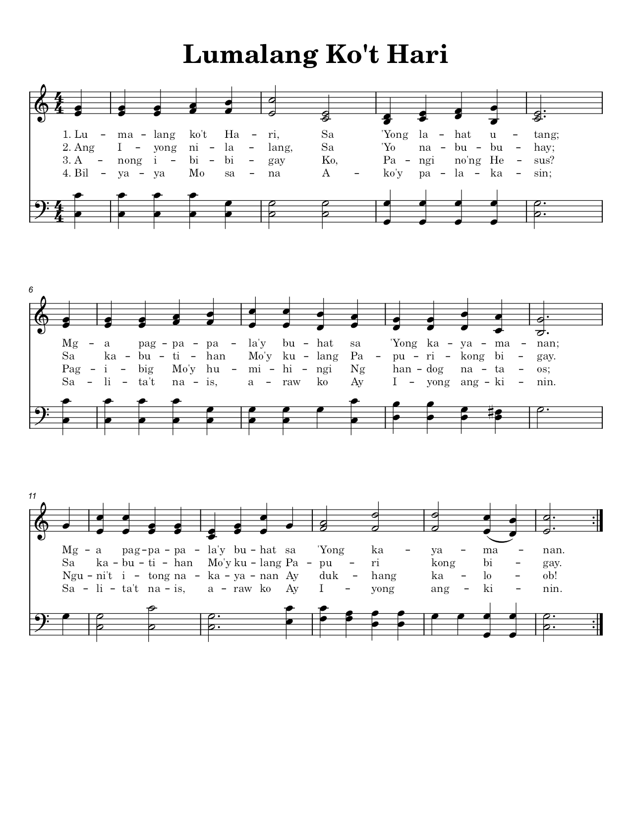 Lumalang Ko't Hari - Sheet Music Page 1
