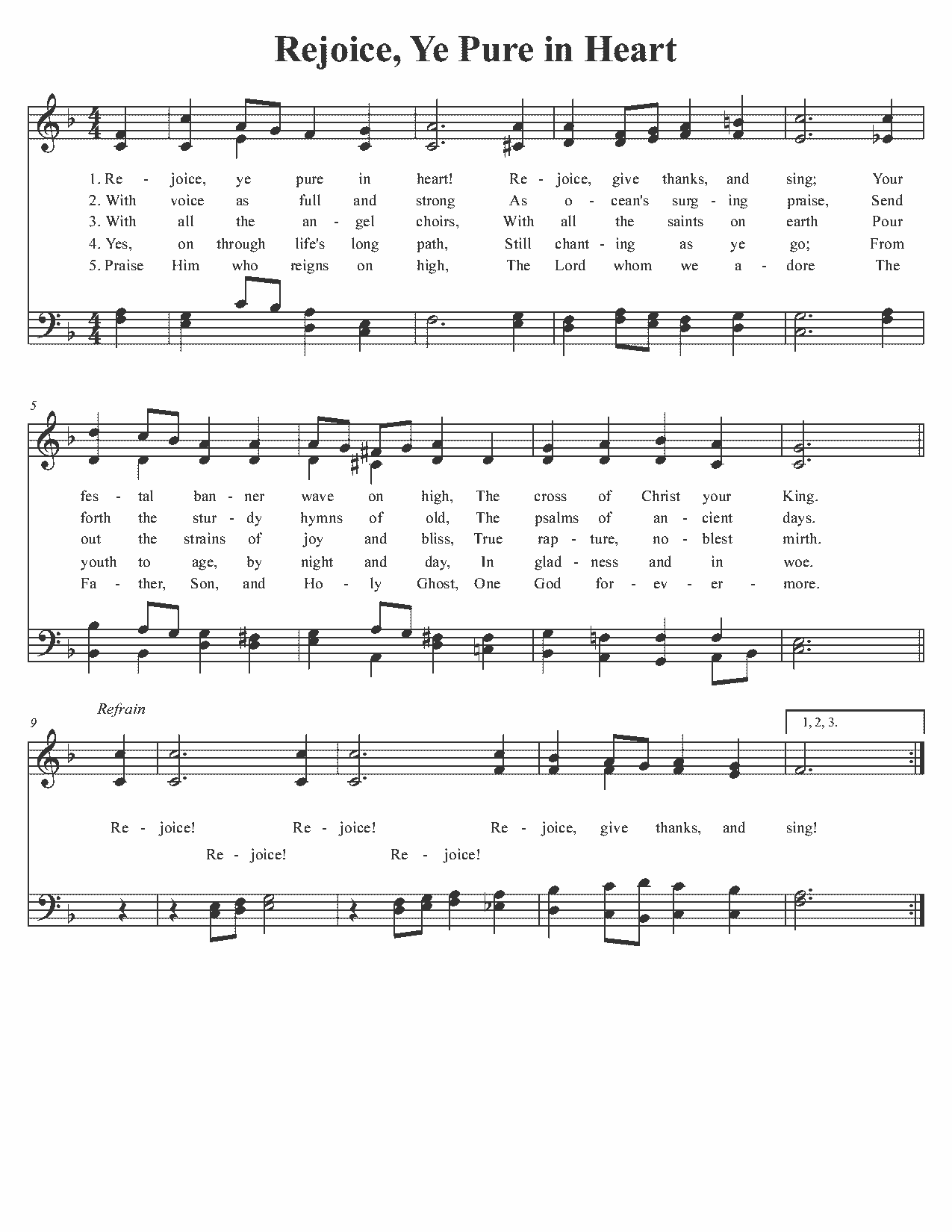 Rejoice, Ye Pure in Heart! - Sheet Music Page 1