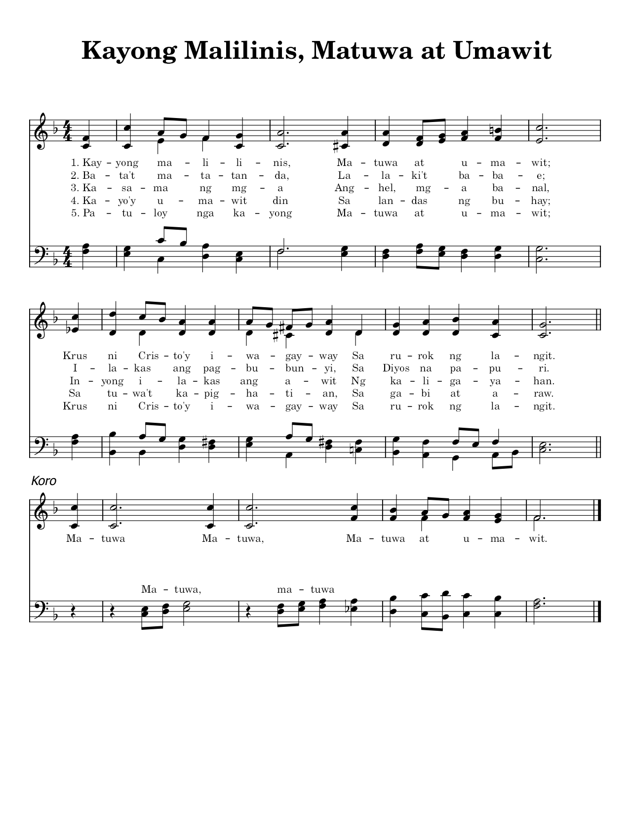 Kayong Malilinis, Matuwa at Umawit - Sheet Music Page 1