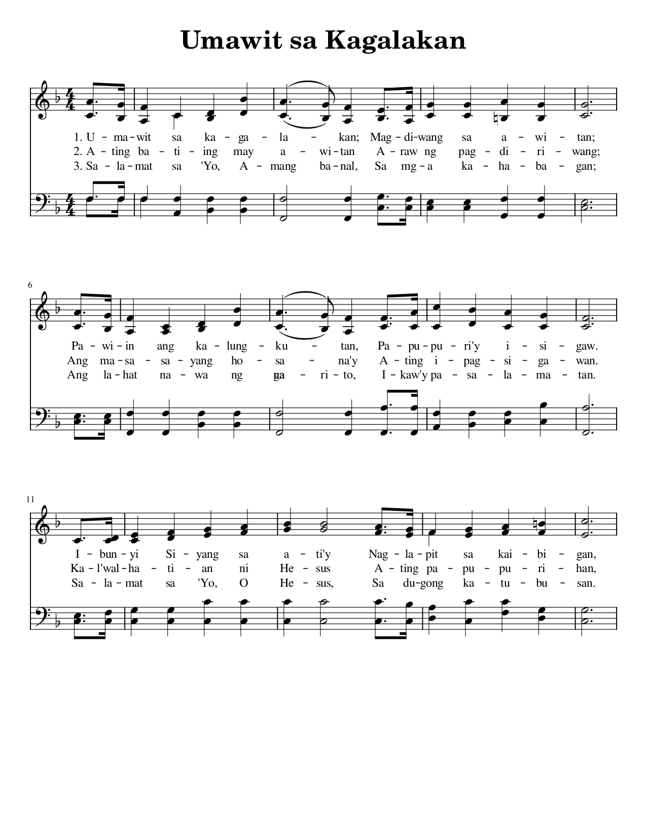 Umawit sa Kagalakan - Sheet Music Page 1