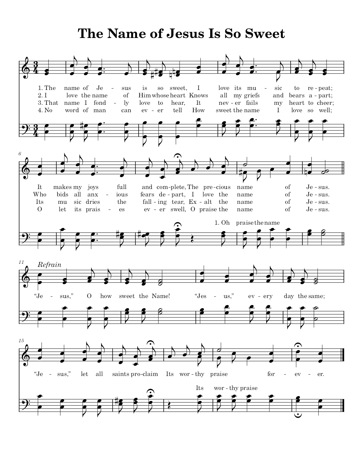 The Name of Jesus is so Sweet - Sheet Music Page 1
