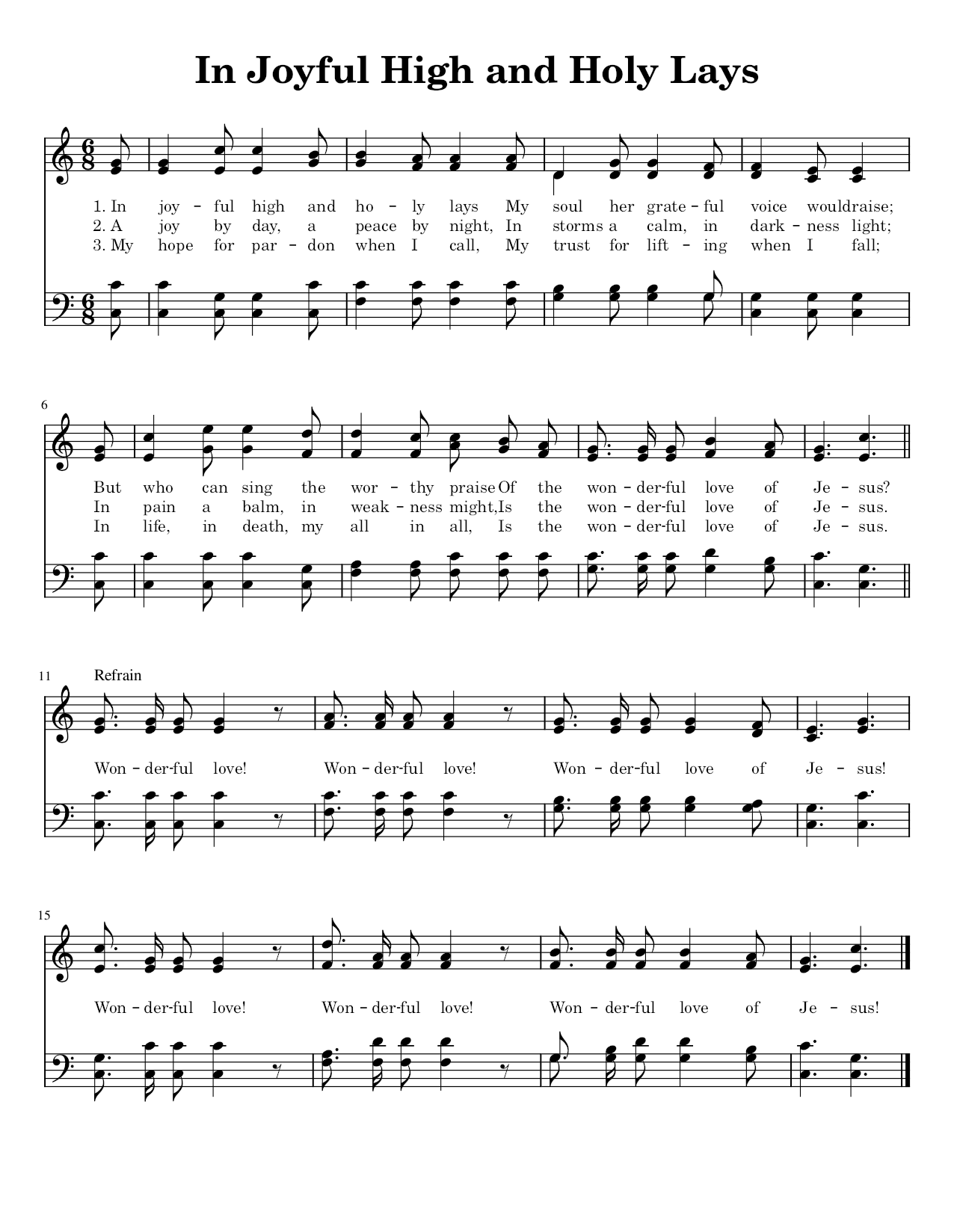 In Joyful High and Holy Lays - Sheet Music Page 1