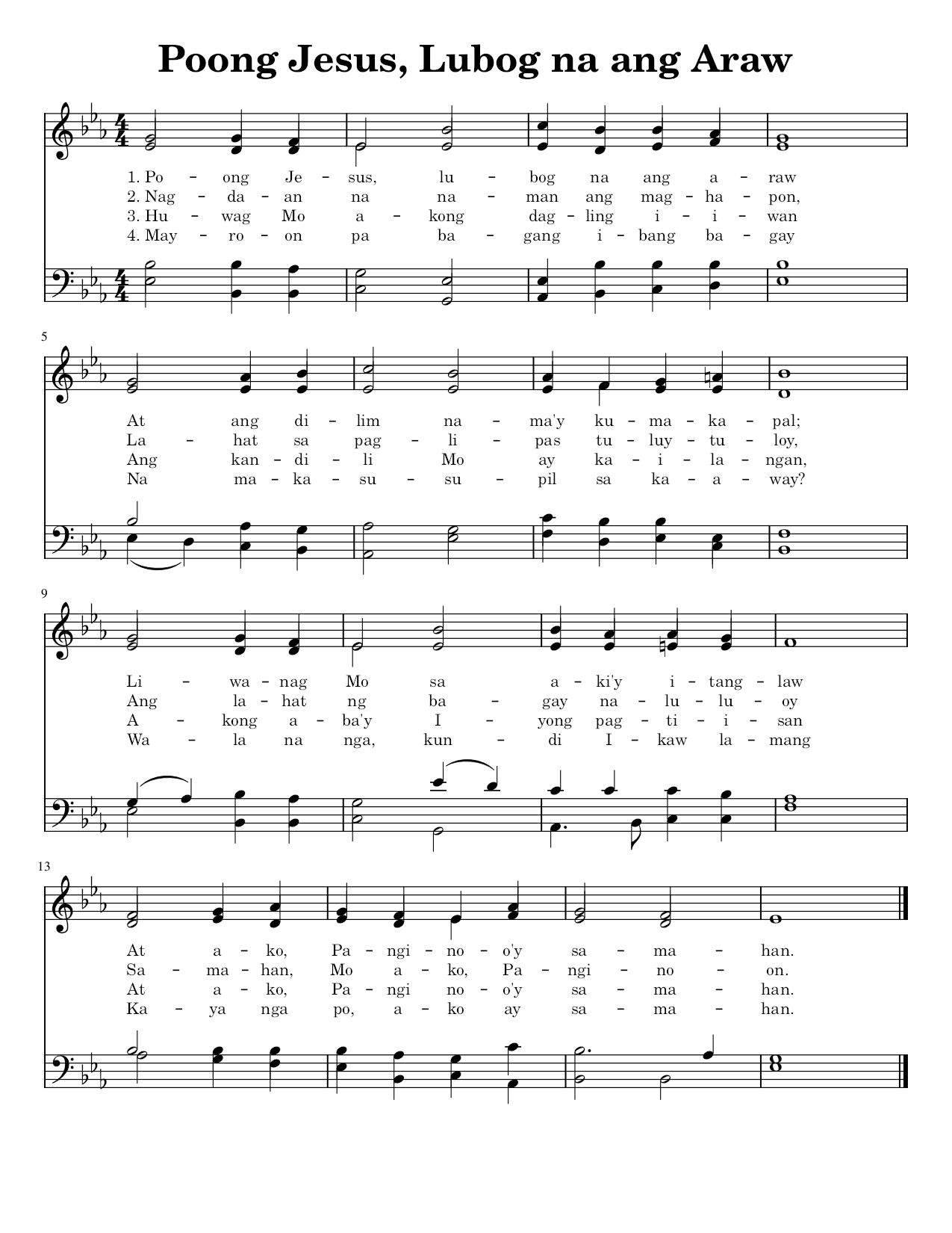 Poong Jesus, Lubog na ang Araw - Sheet Music Page 1