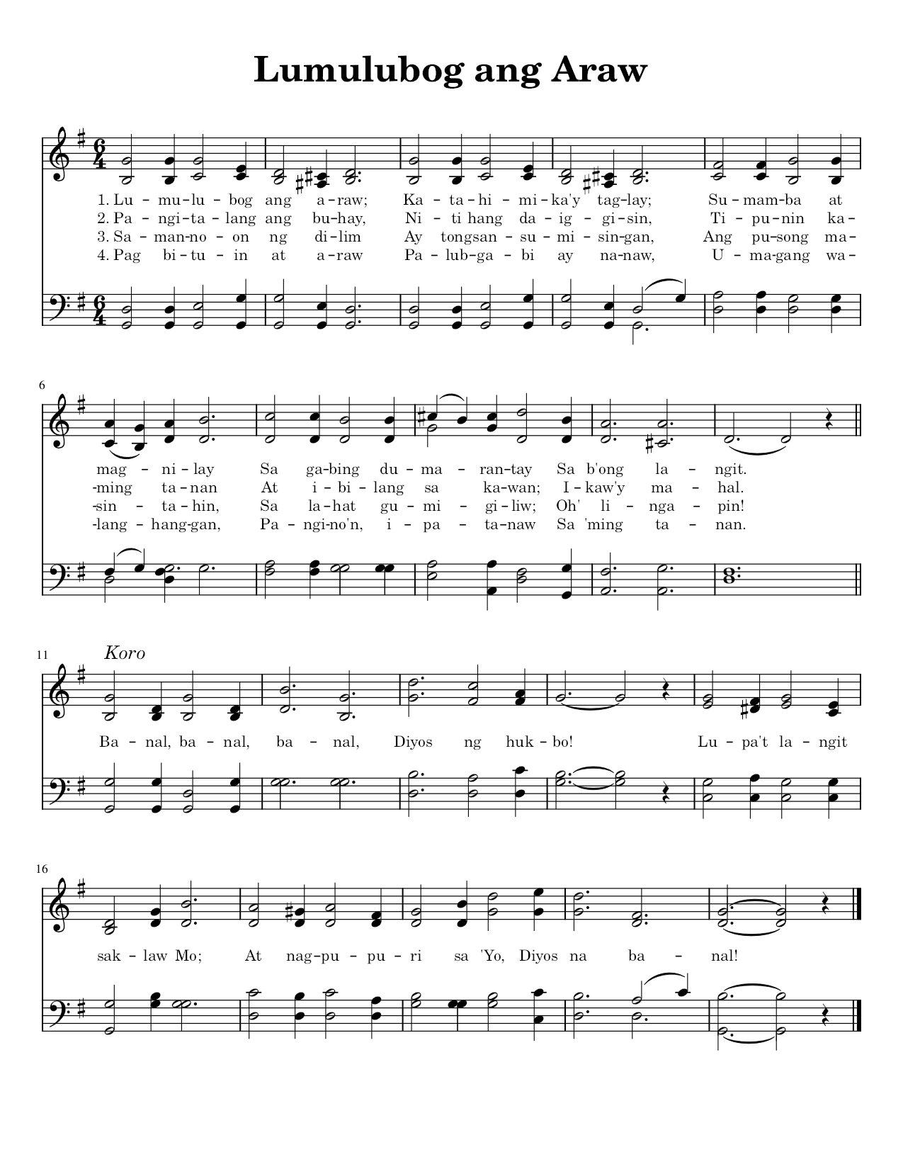 Lumulubog ang Araw - Sheet Music Page 1