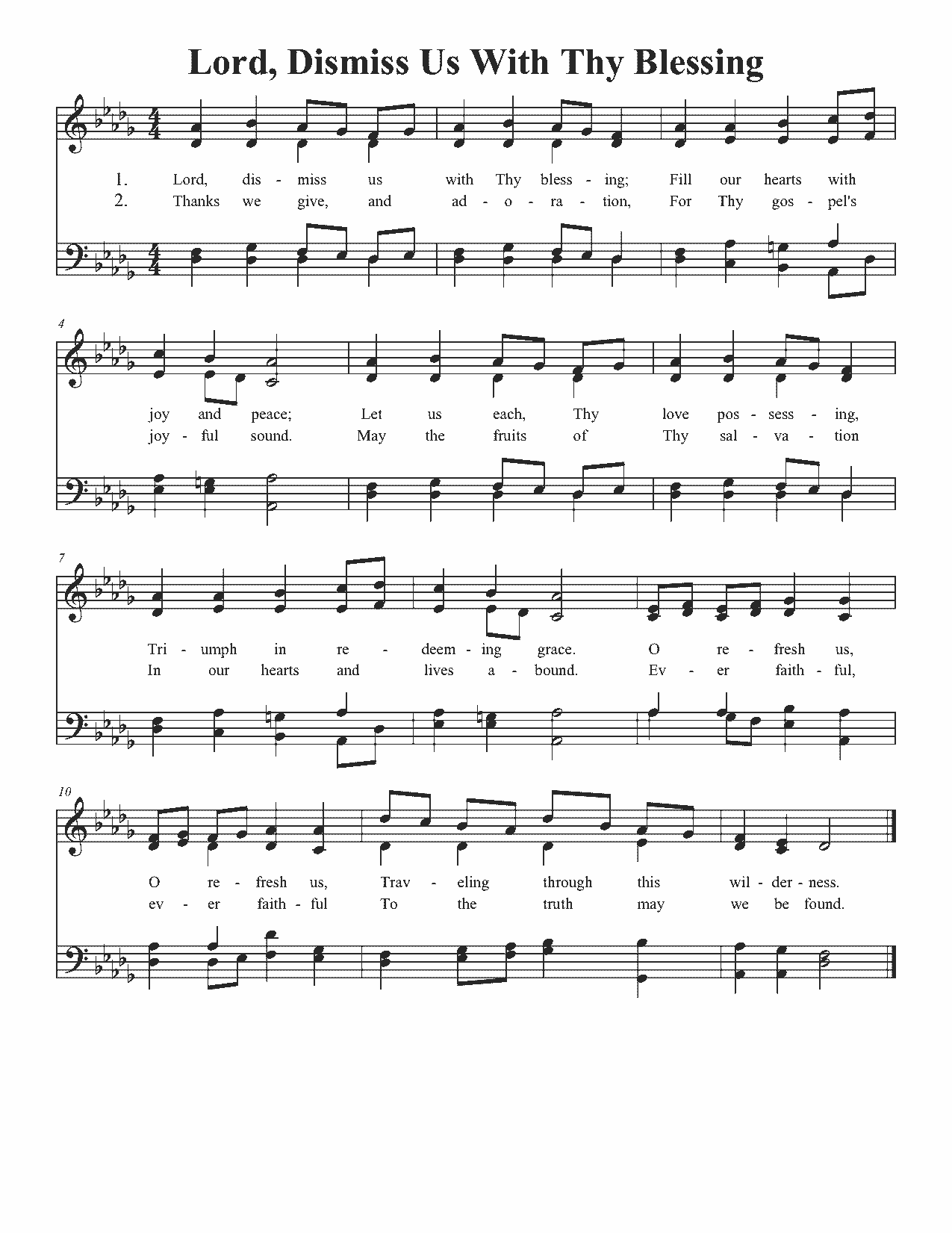 Lord, Dismiss Us With Thy Blessing - Sheet Music Page 1