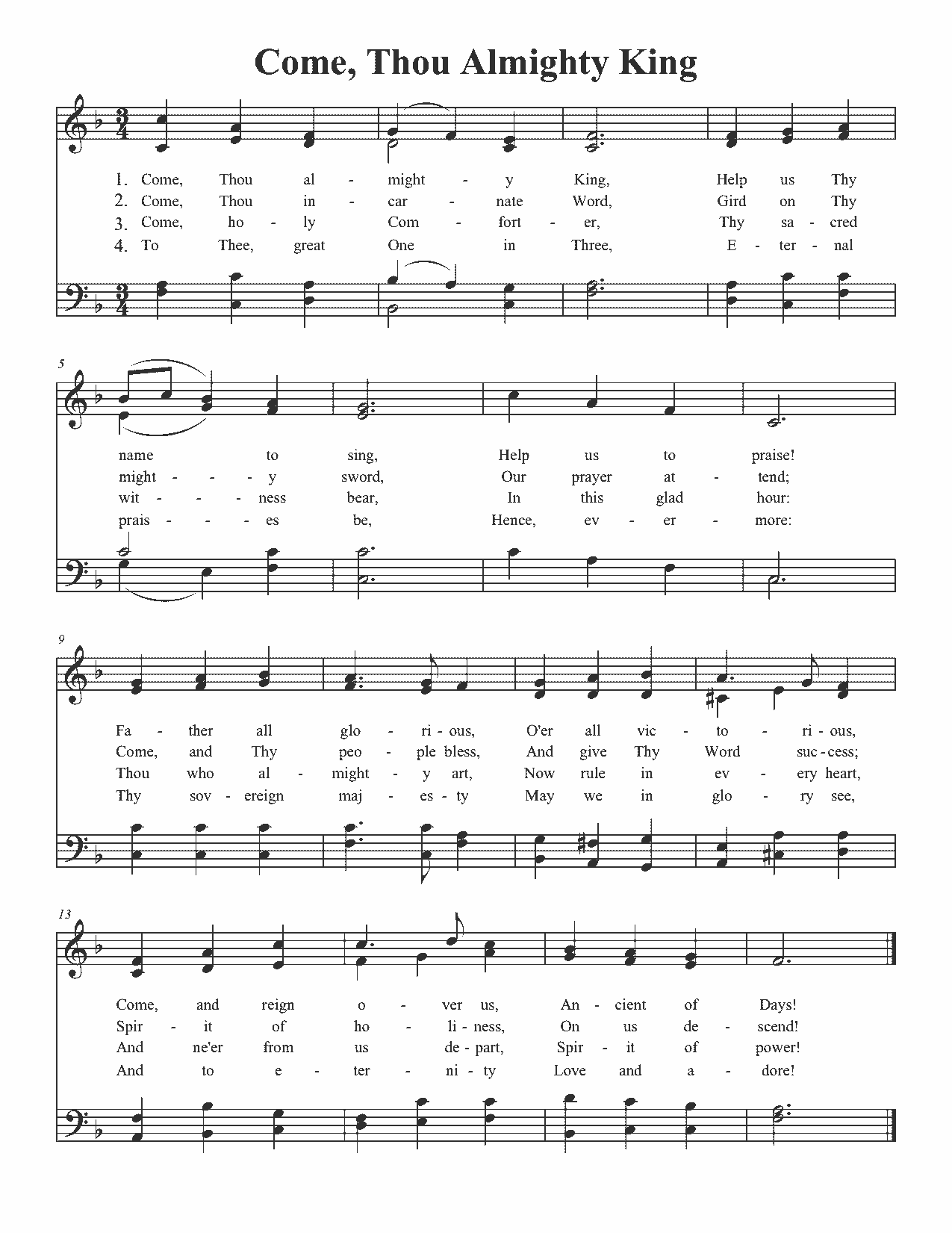 Come, Thou Almighty King - Sheet Music Page 1