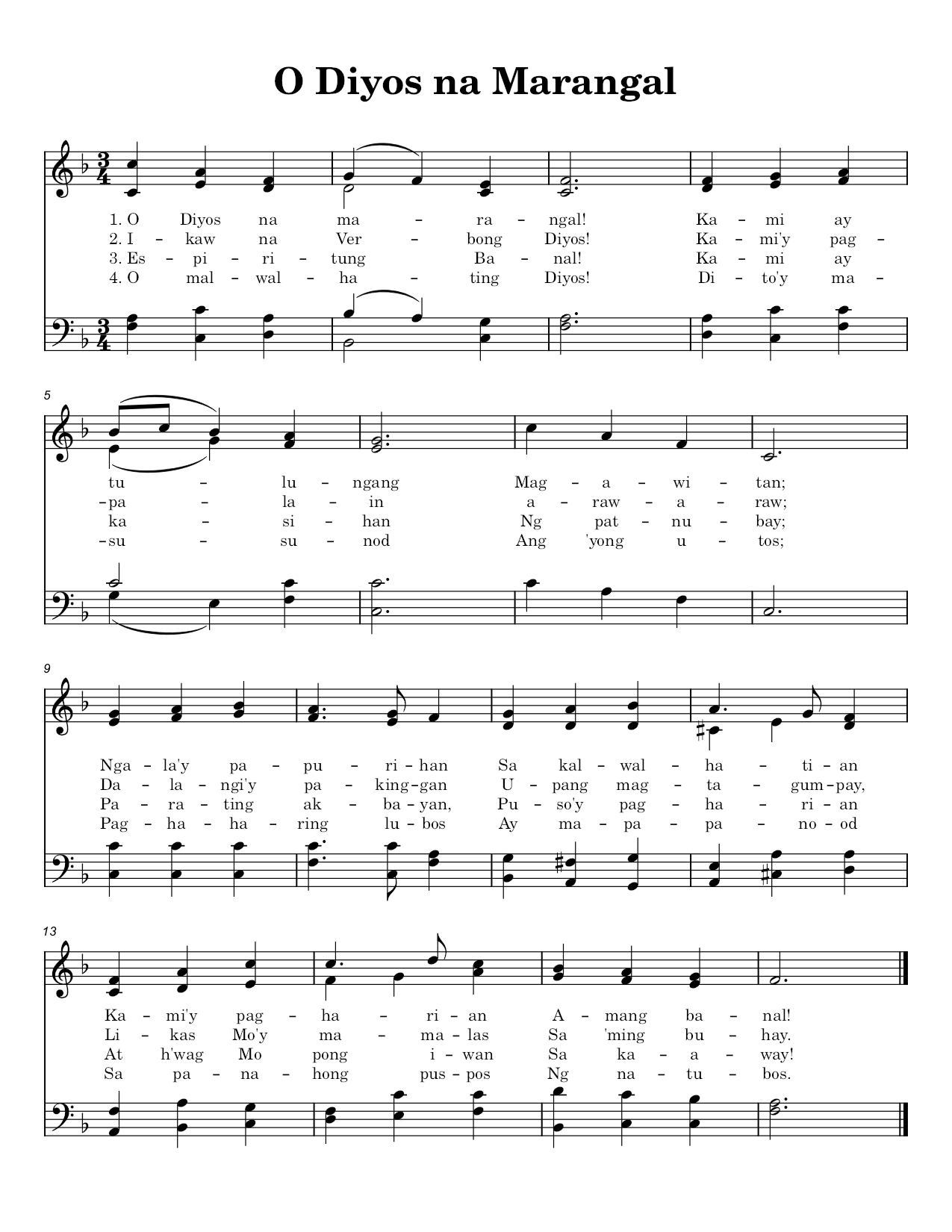 O Diyos na Marangal - Sheet Music Page 1