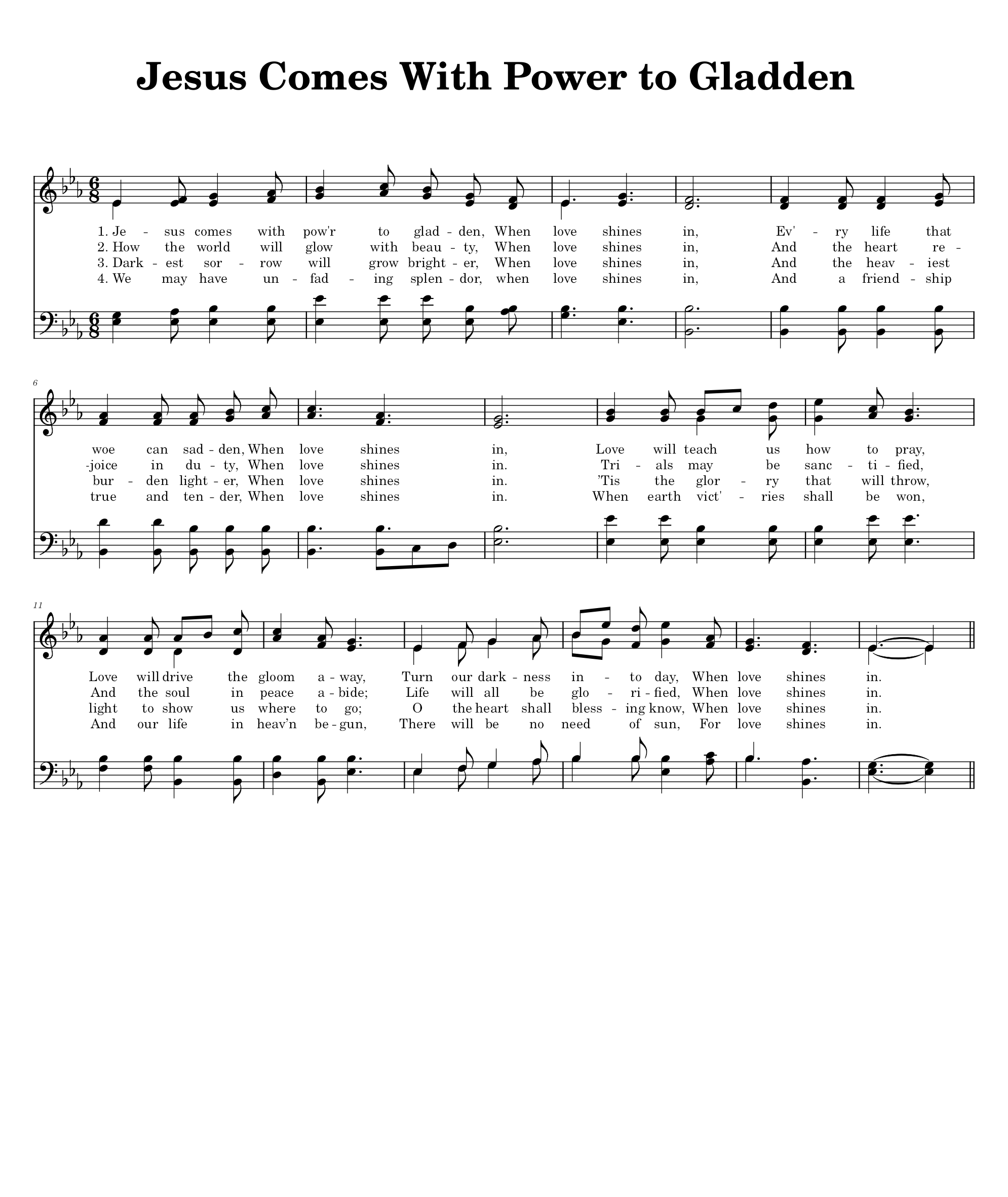 Jesus Comes With Power to Gladden - Sheet Music Page 1