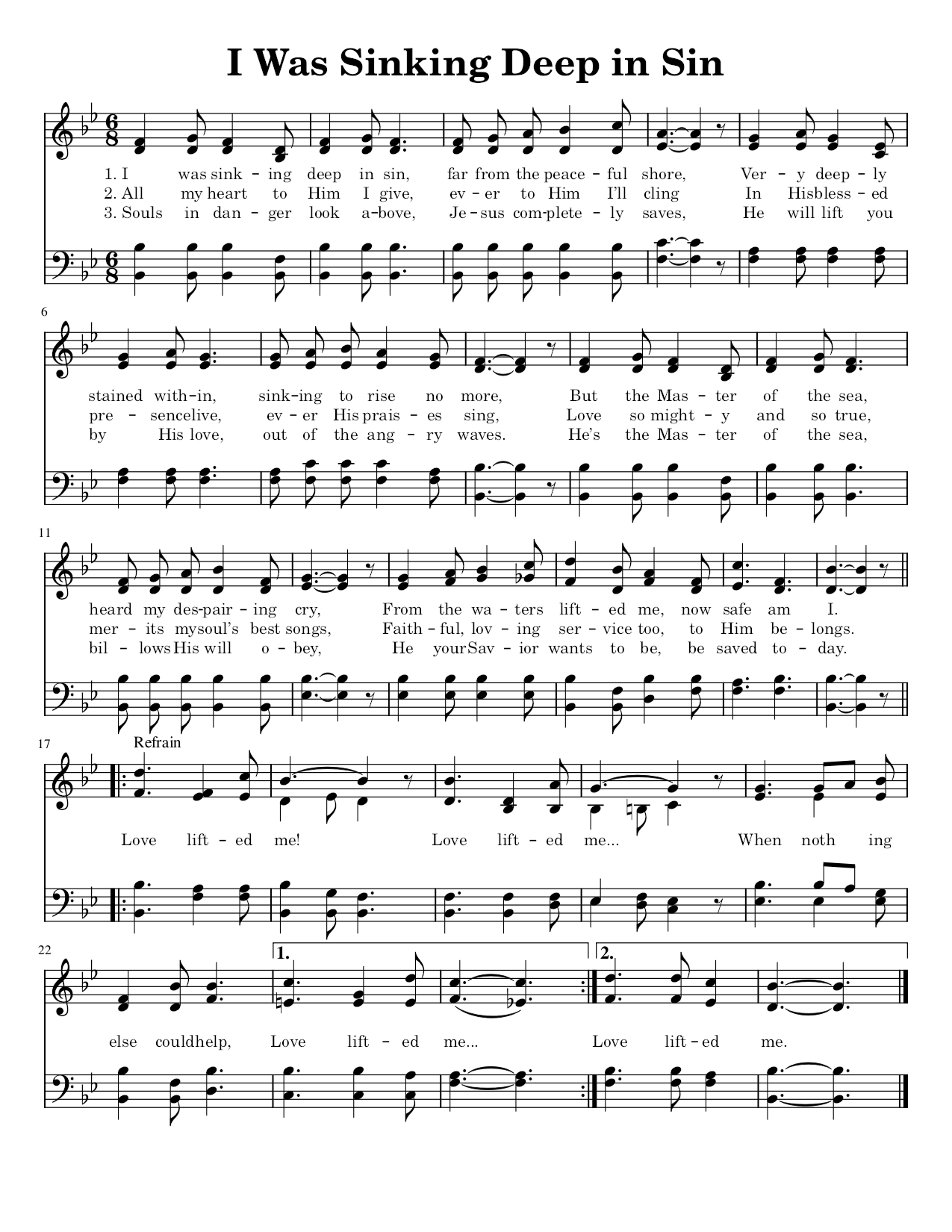 I Was Sinking Deep in Sin - Sheet Music Page 1