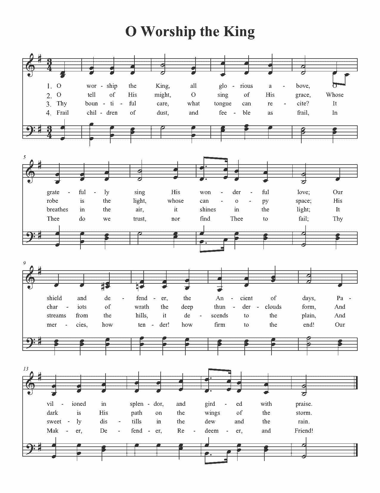 O Worship the King - Sheet Music Page 1
