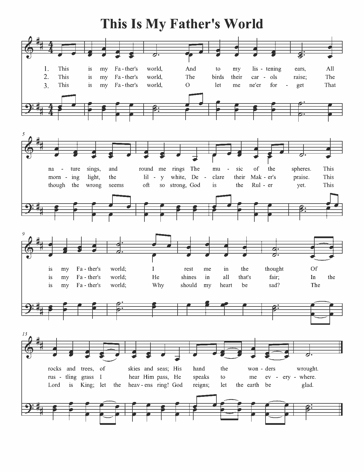 This Is My Father's World - Sheet Music Page 1