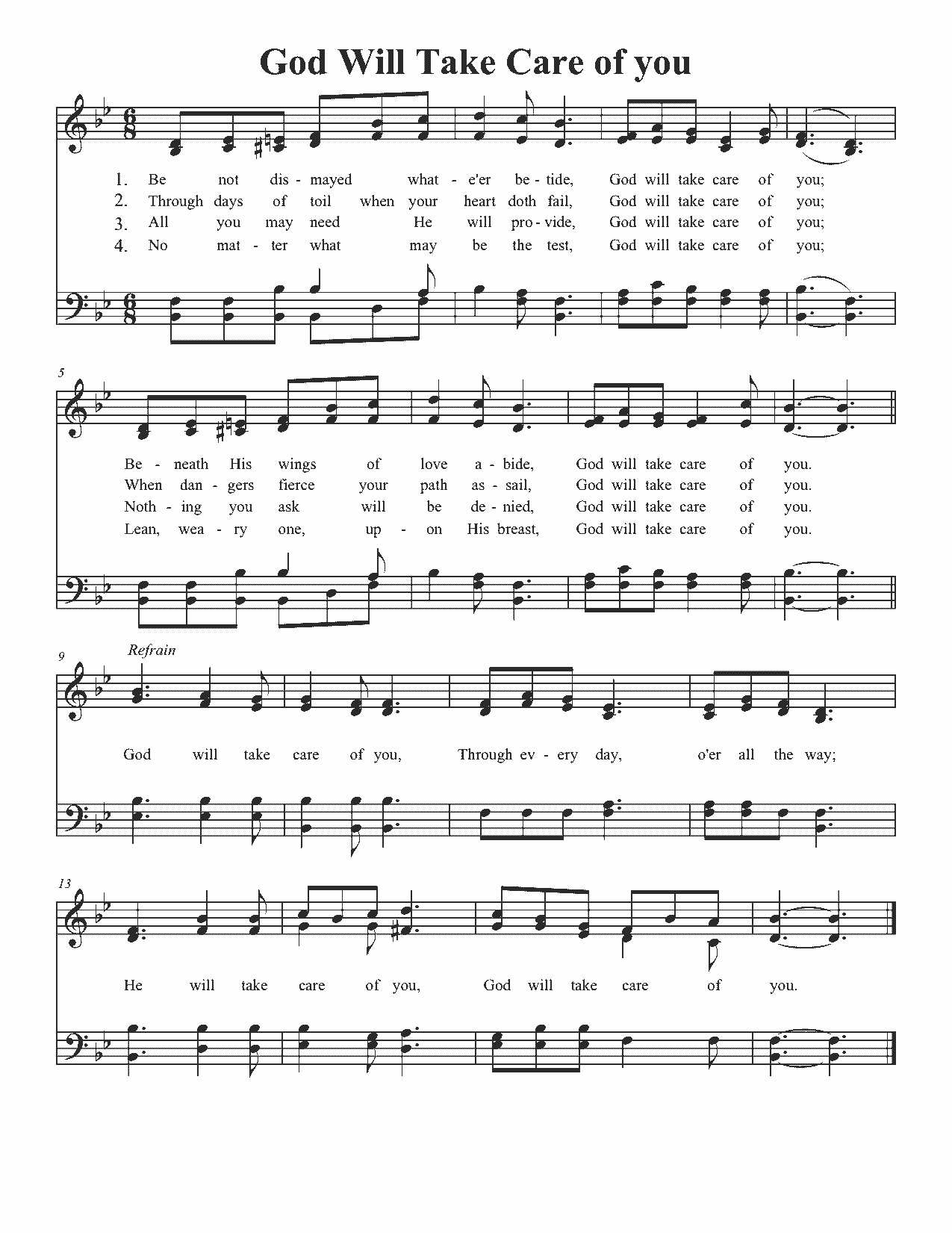 God Will Take Care of You - Sheet Music Page 1
