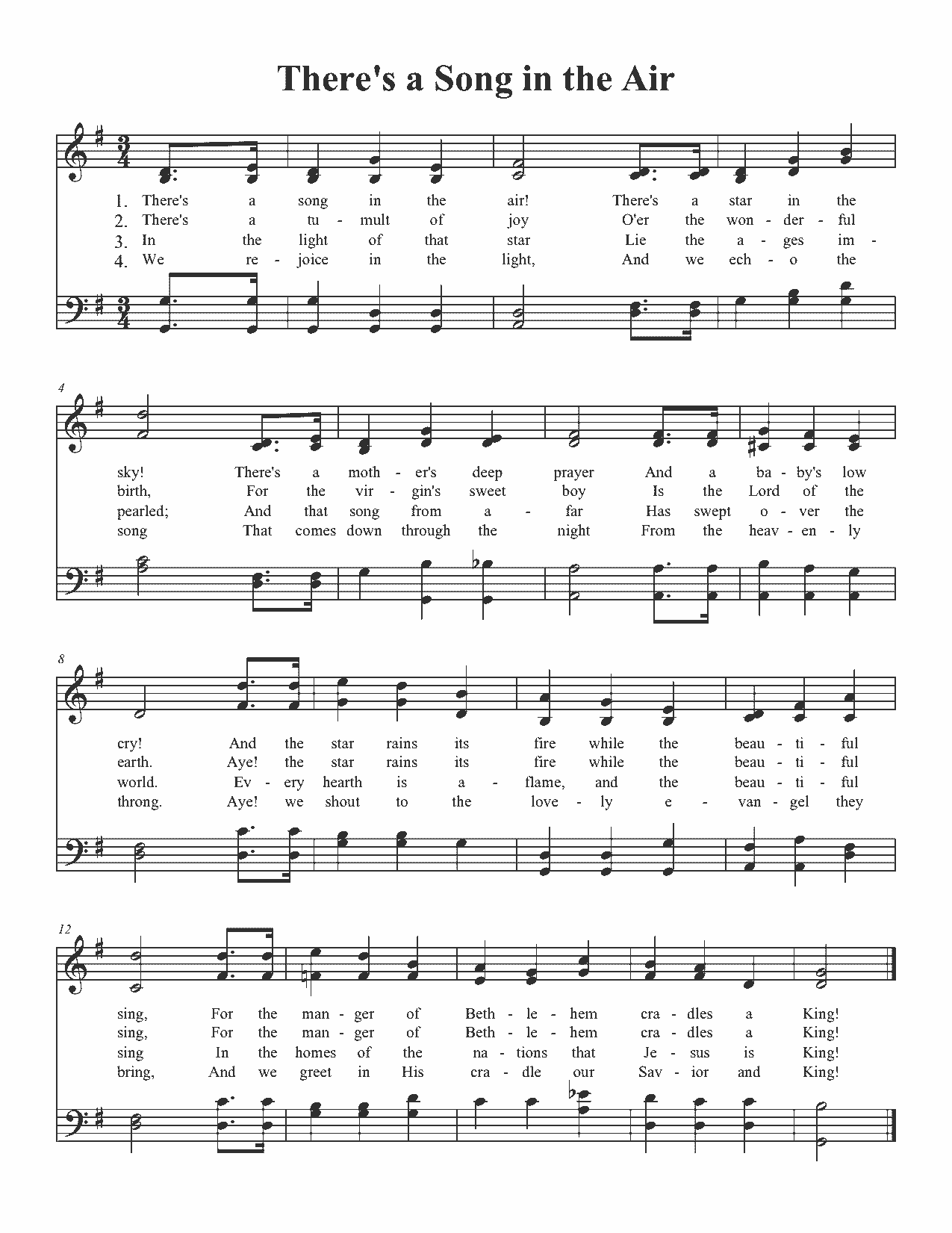 There's a Song in the Air - Sheet Music Page 1
