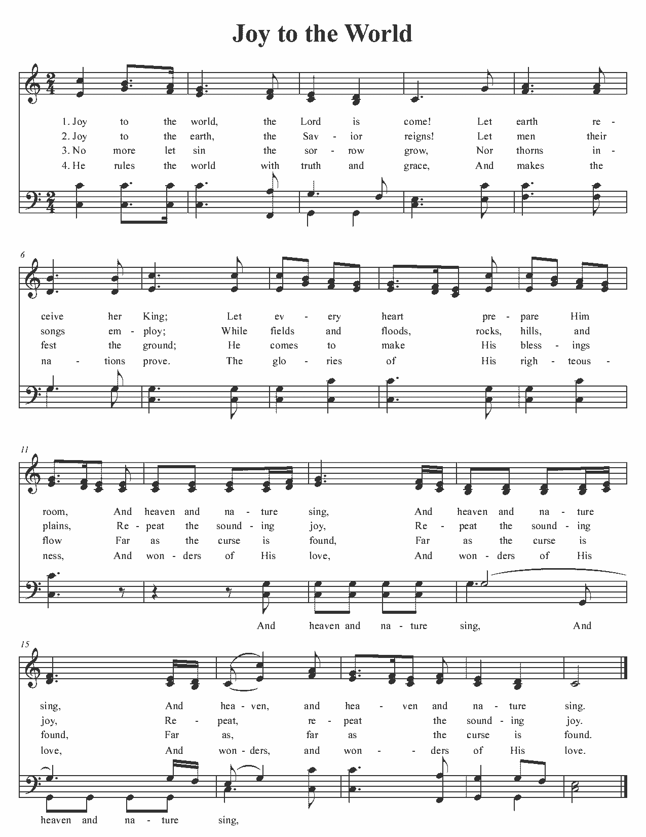 Joy to the World - Sheet Music Page 1