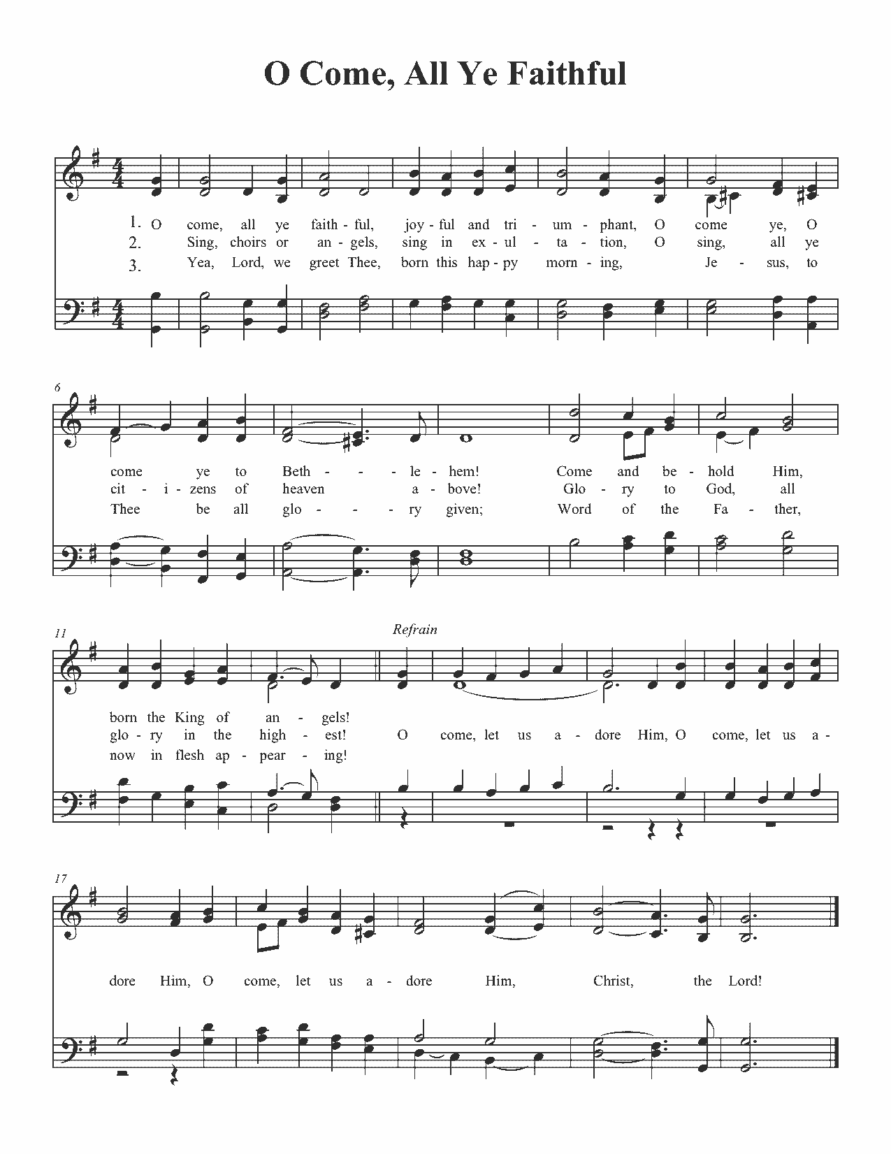 O Come, All Ye Faithful - Sheet Music Page 1