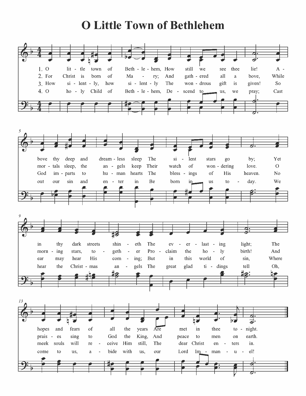O Little Town of Bethlehem - Sheet Music Page 1