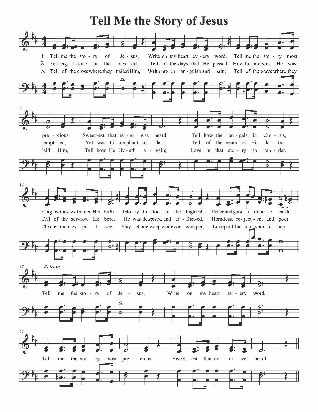 Tell Me the Story of Jesus - Sheet Music Page 1