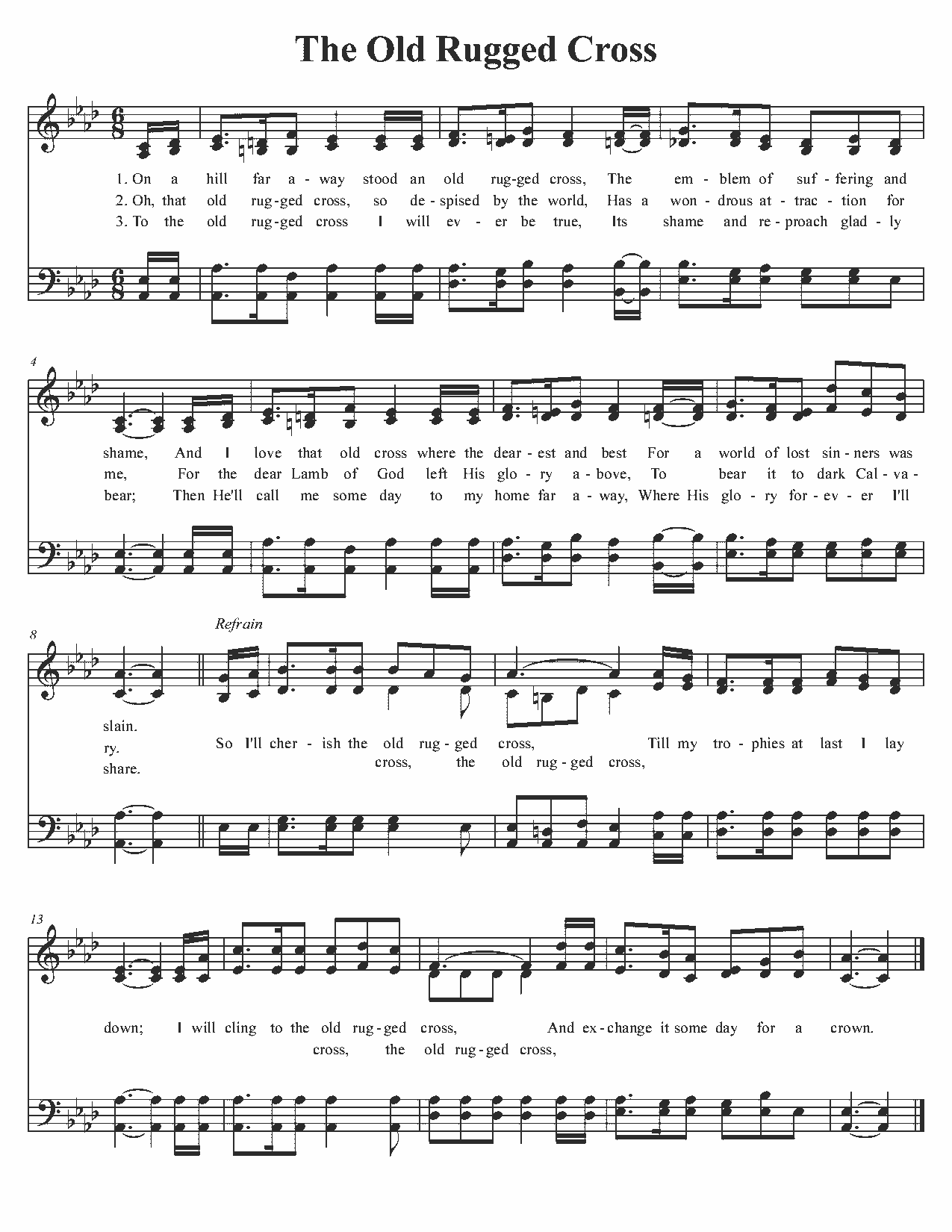 The Old Rugged Cross - Sheet Music Page 1