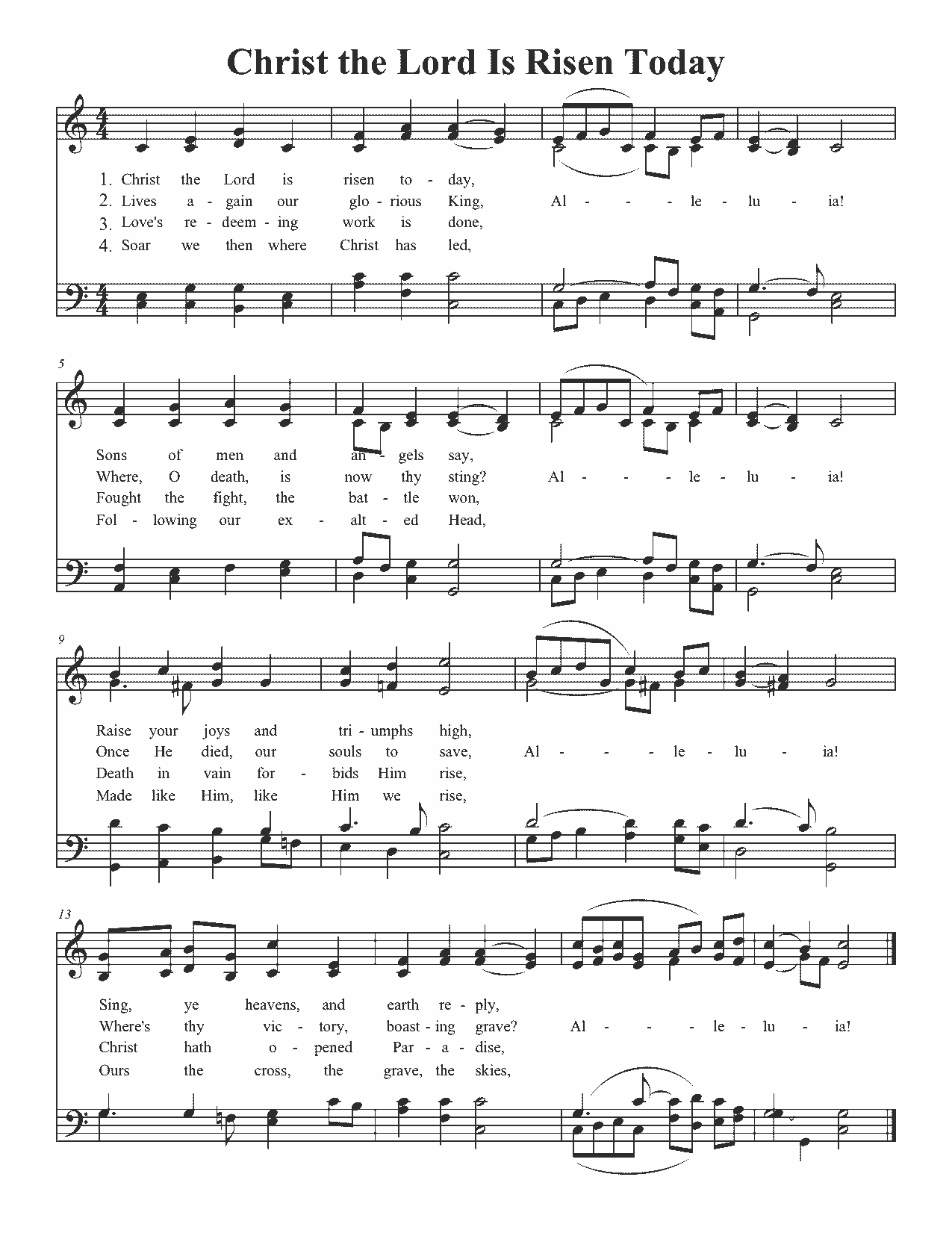 Christ the Lord Is Risen Today - Sheet Music Page 1