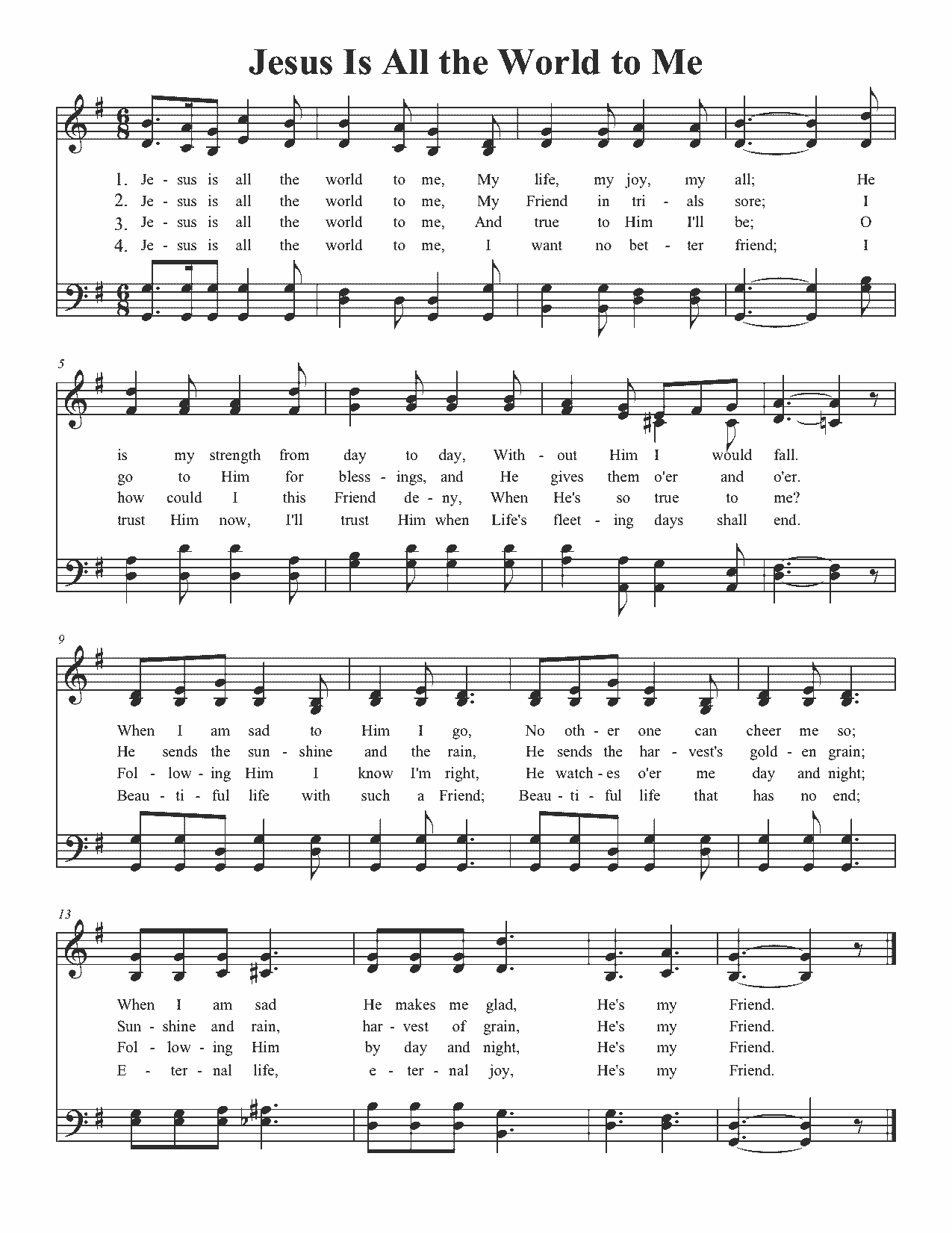 Jesus Is All the World to Me - Sheet Music Page 1