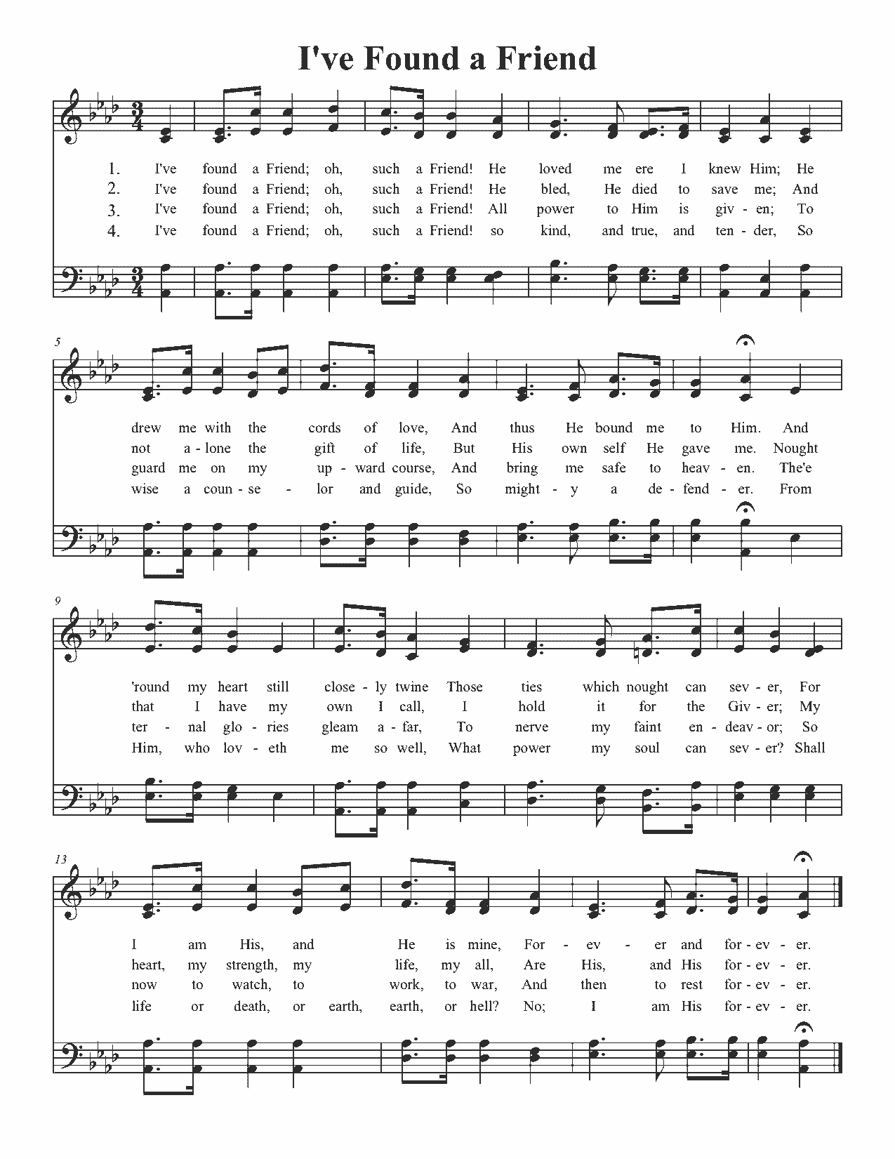 I've Found a Friend - Sheet Music Page 1