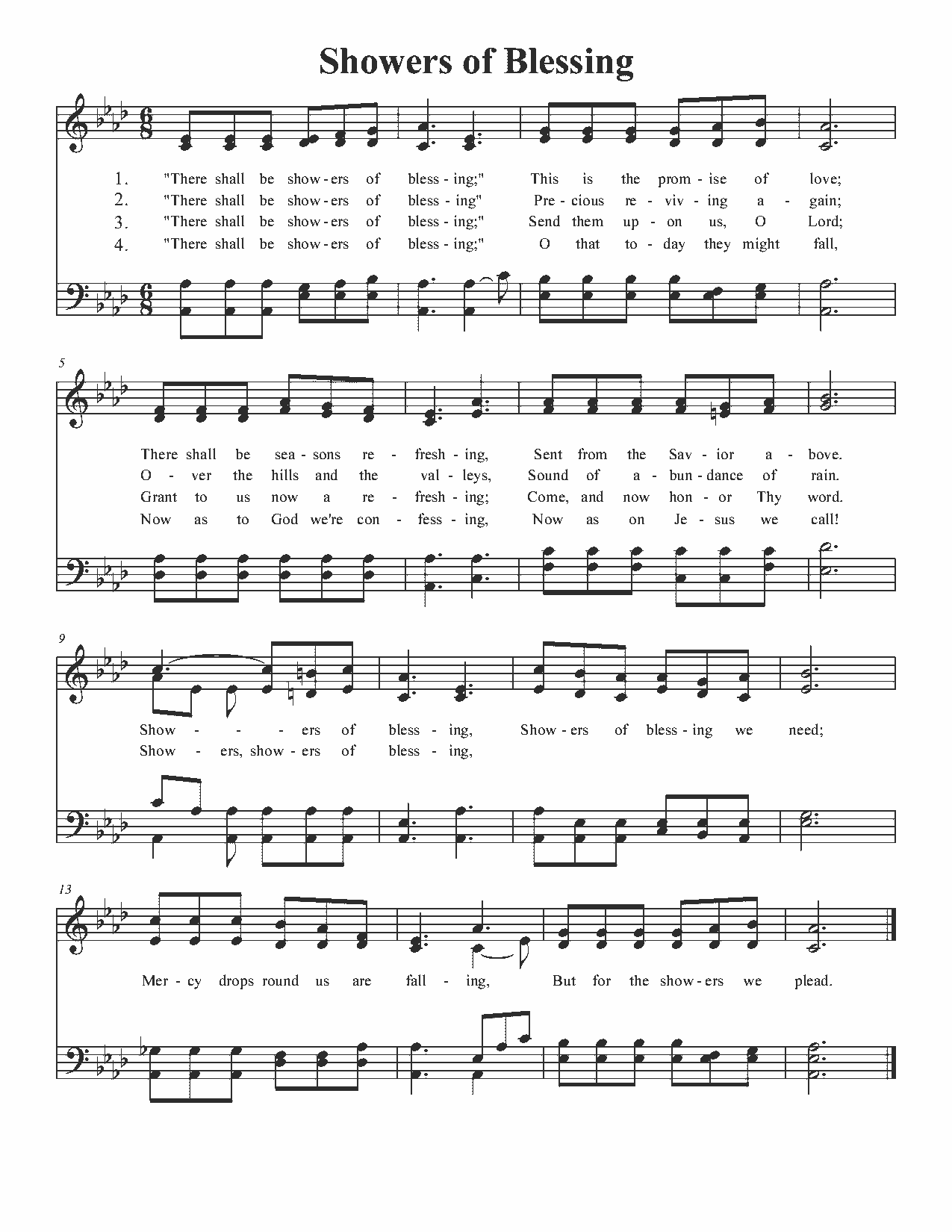 Showers of Blessing - Sheet Music Page 1