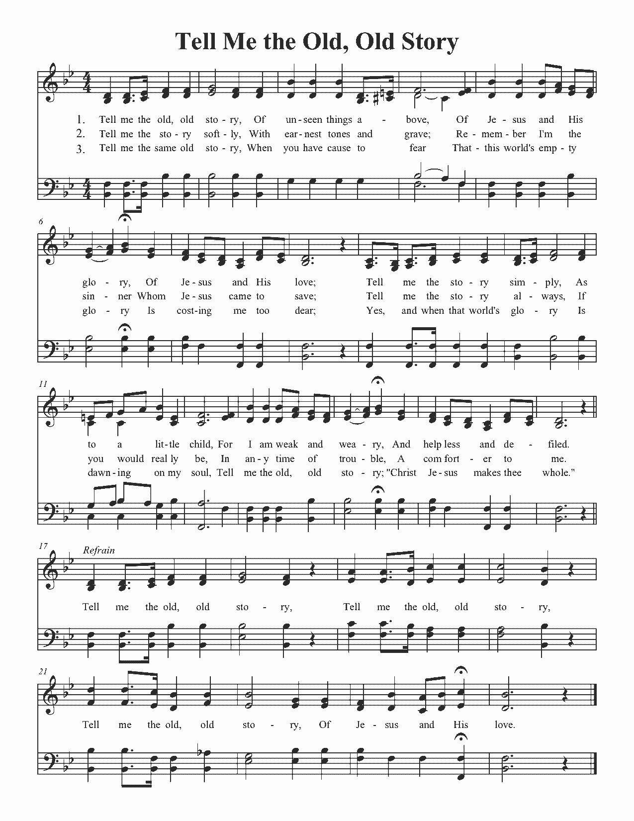 Tell Me the Old, Old Story - Sheet Music Page 1