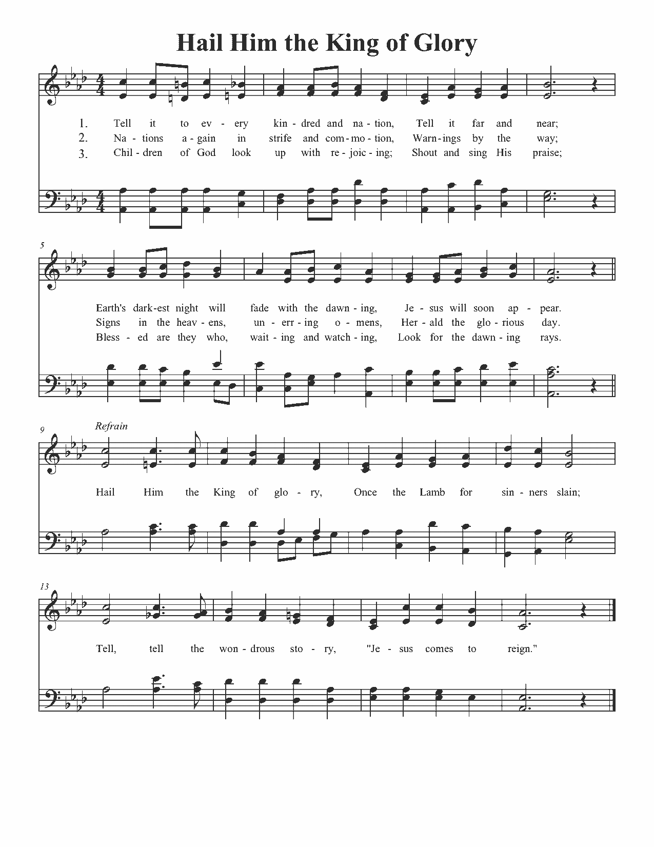 Hail Him the King of Glory - Sheet Music Page 1