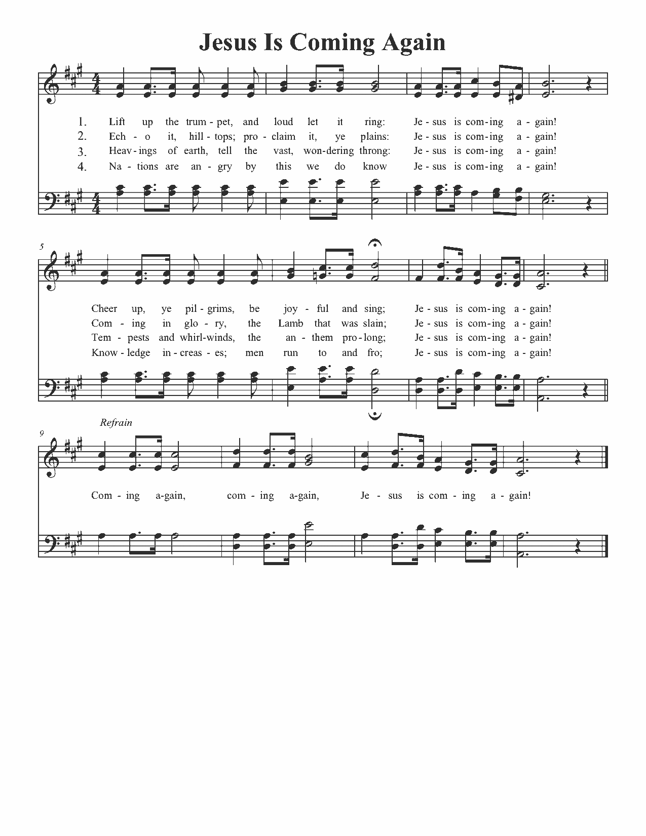 Jesus Is Coming Again - Sheet Music Page 1