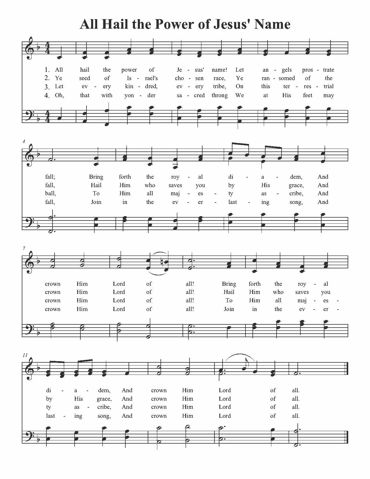 All Hail the Power of Jesus' Name - Sheet Music Page 1