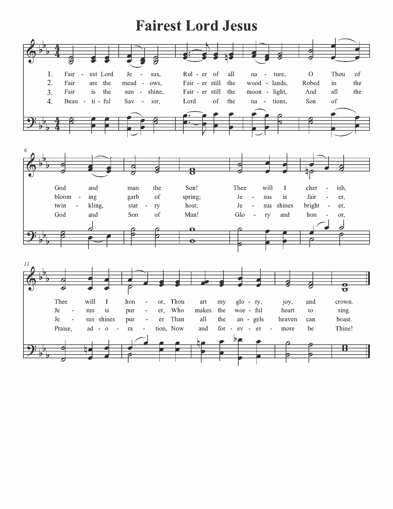 Fairest Lord Jesus - Sheet Music Page 1