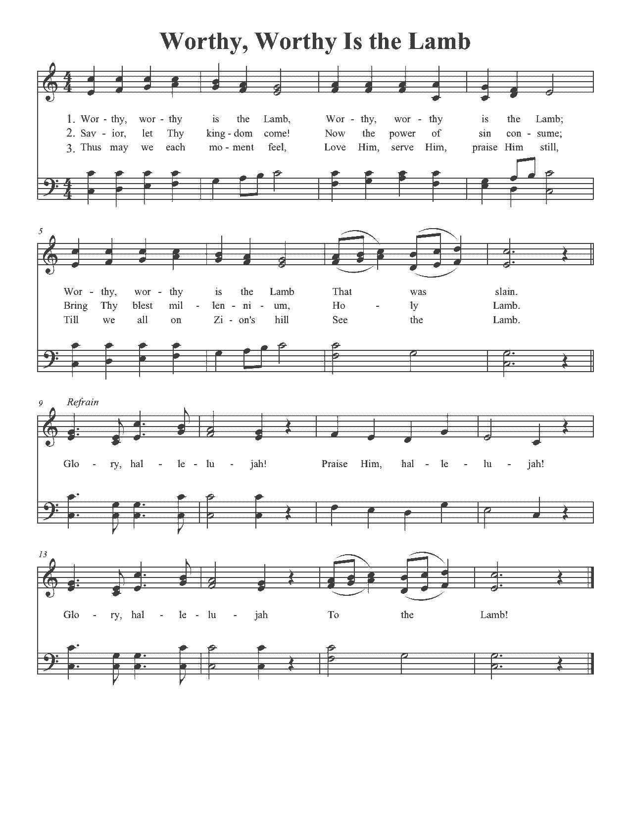 Worthy, Worthy Is the Lamb - Sheet Music Page 1