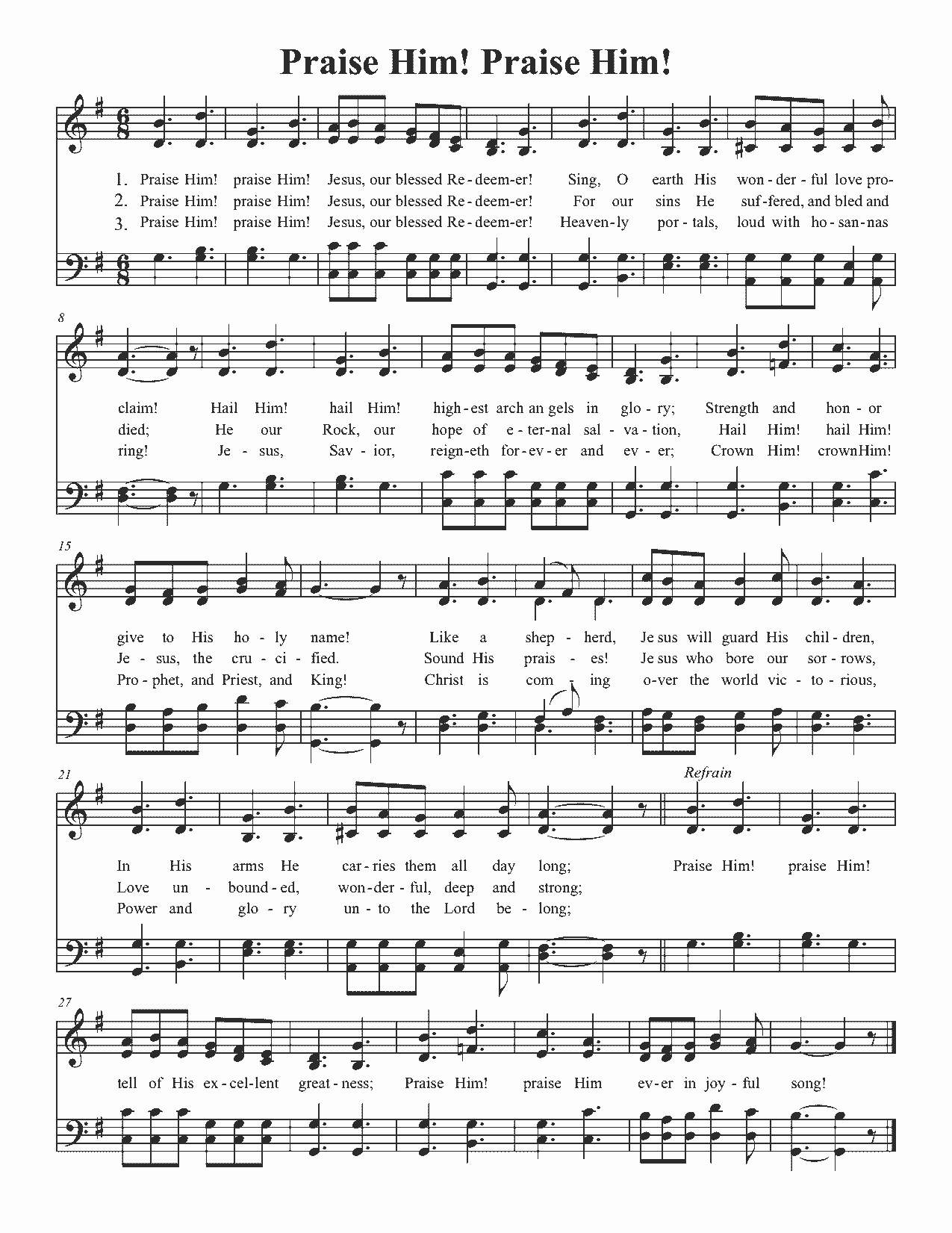 Praise Him! Praise Him! - Sheet Music Page 1