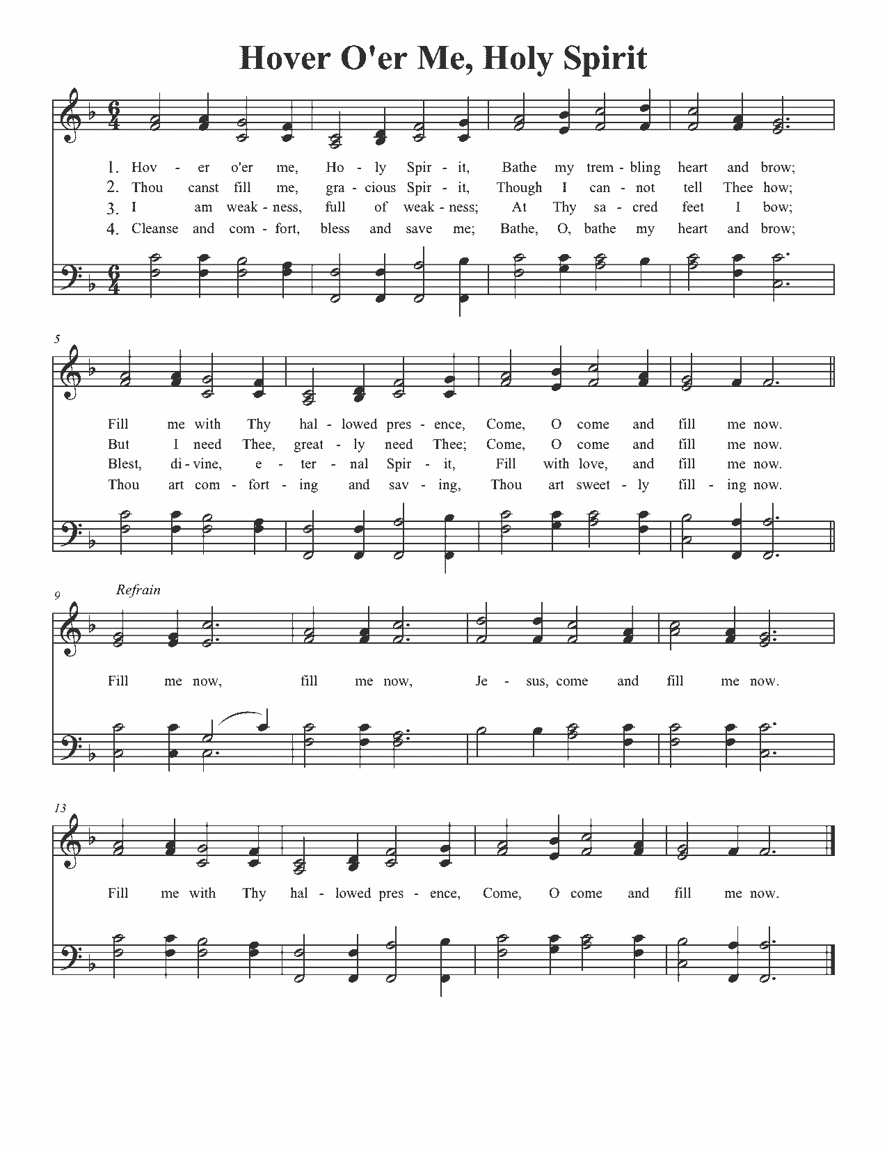 Hover O'er Me, Holy Spirit - Sheet Music Page 1