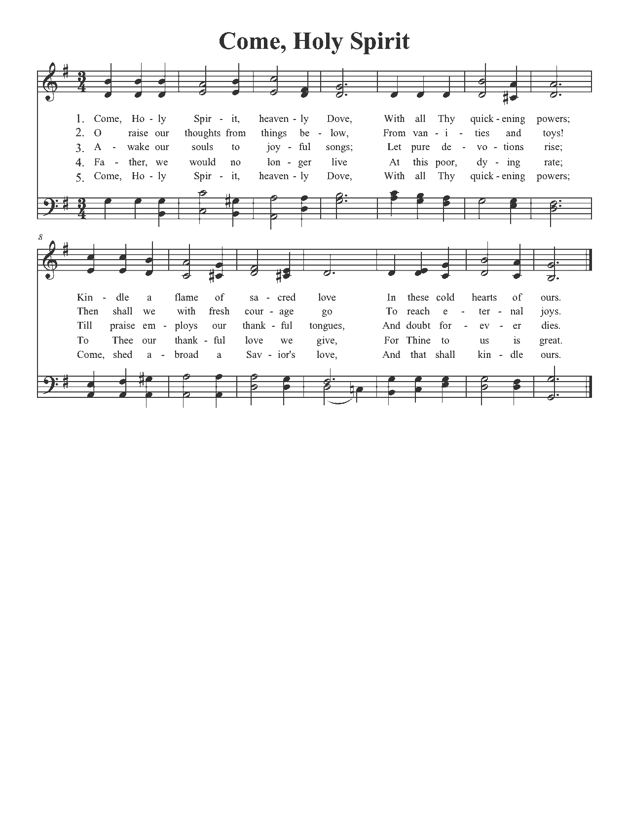 Come, Holy Spirit - Sheet Music Page 1