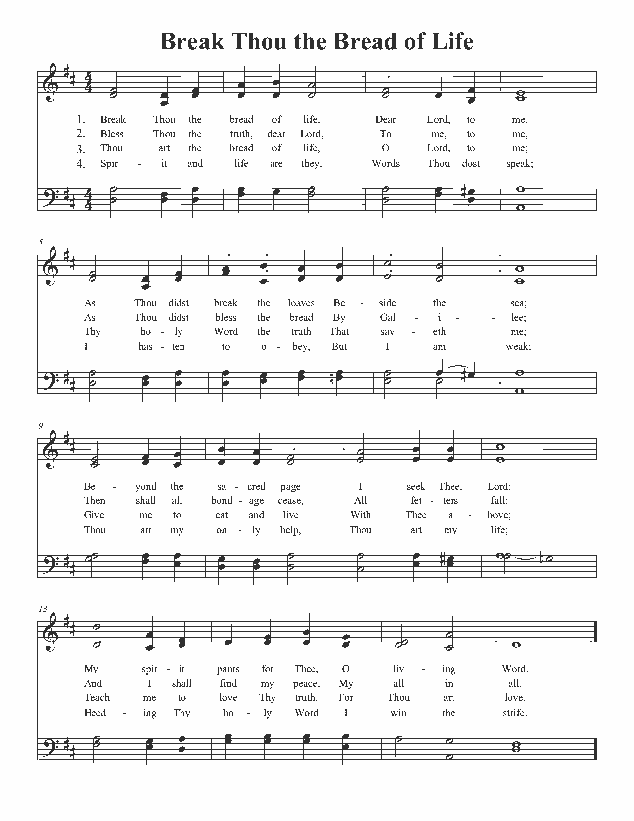 Break Thou the Bread of Life - Sheet Music Page 1