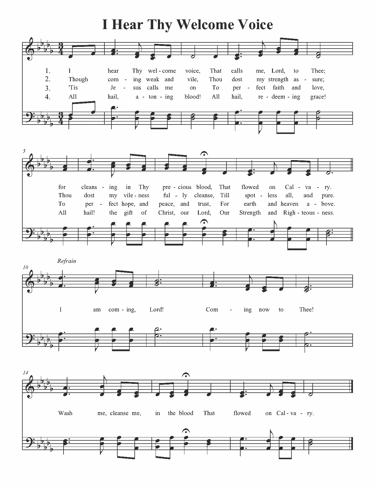 I Hear Thy Welcome Voice - Sheet Music Page 1
