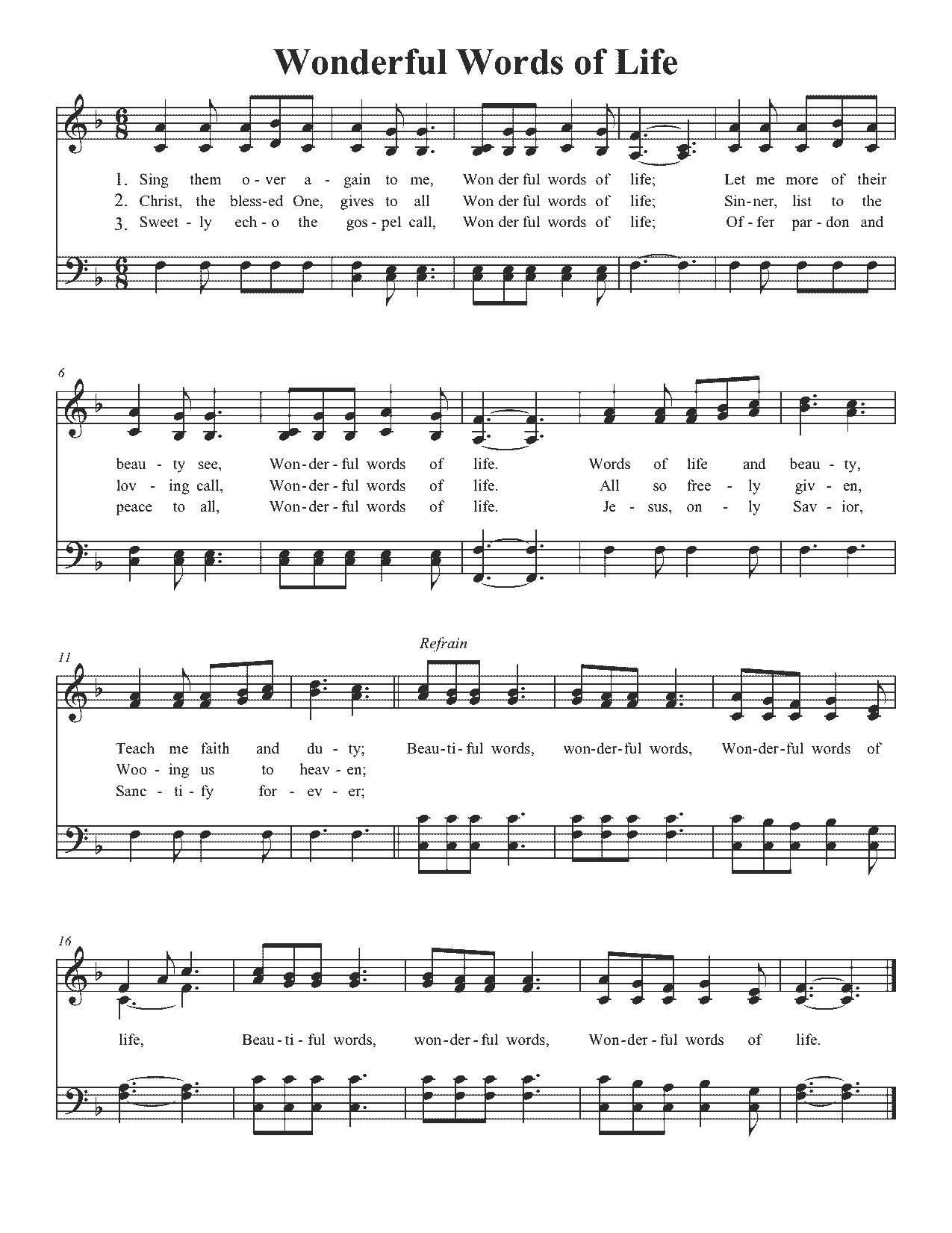 Wonderful Words of Life - Sheet Music Page 1