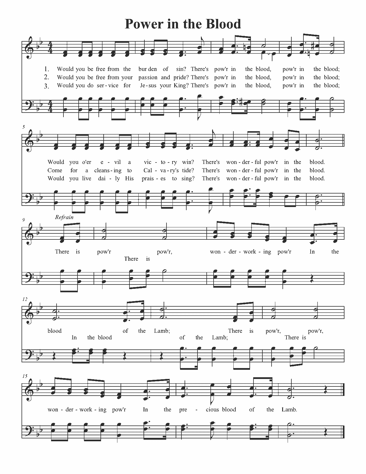 Power in the Blood - Sheet Music Page 1