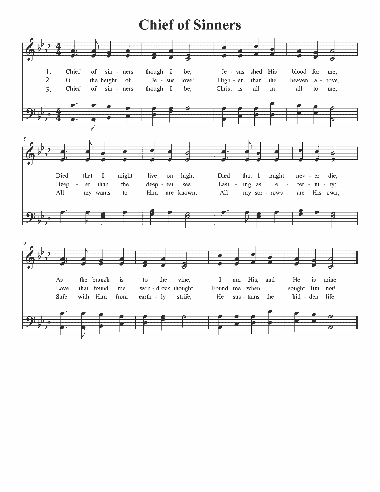 Chief of Sinners - Sheet Music Page 1