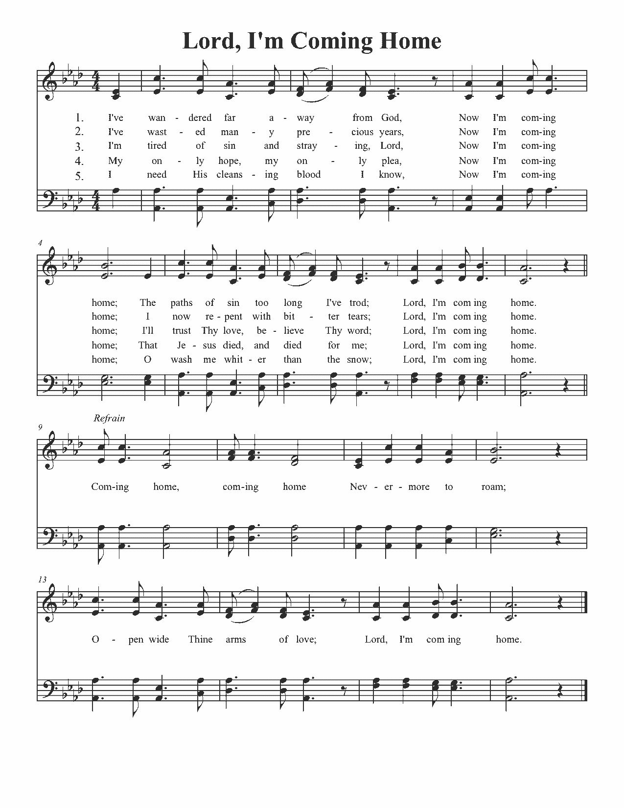 Lord, I'm Coming Home - Sheet Music Page 1