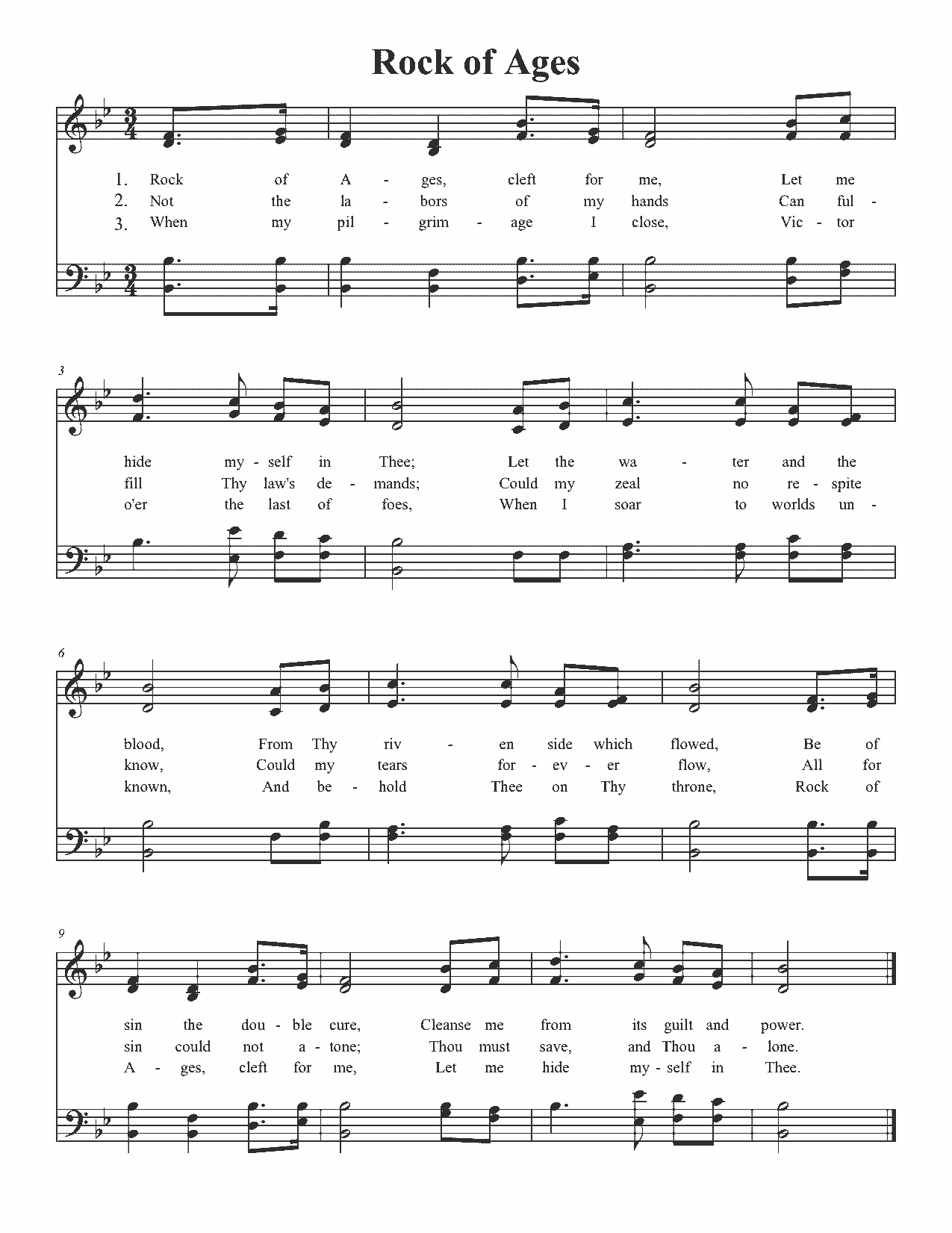 Rock of Ages - Sheet Music Page 1