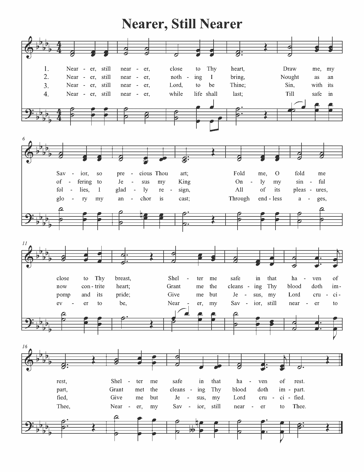 Nearer, Still Nearer - Sheet Music Page 1