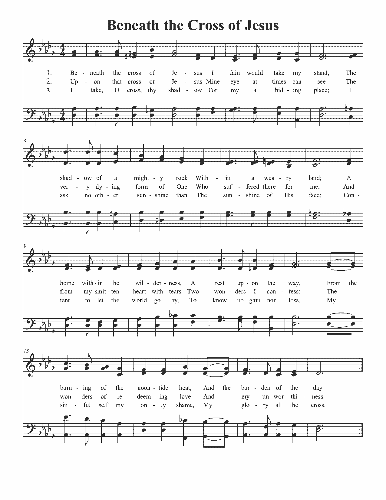 Beneath the Cross of Jesus - Sheet Music Page 1