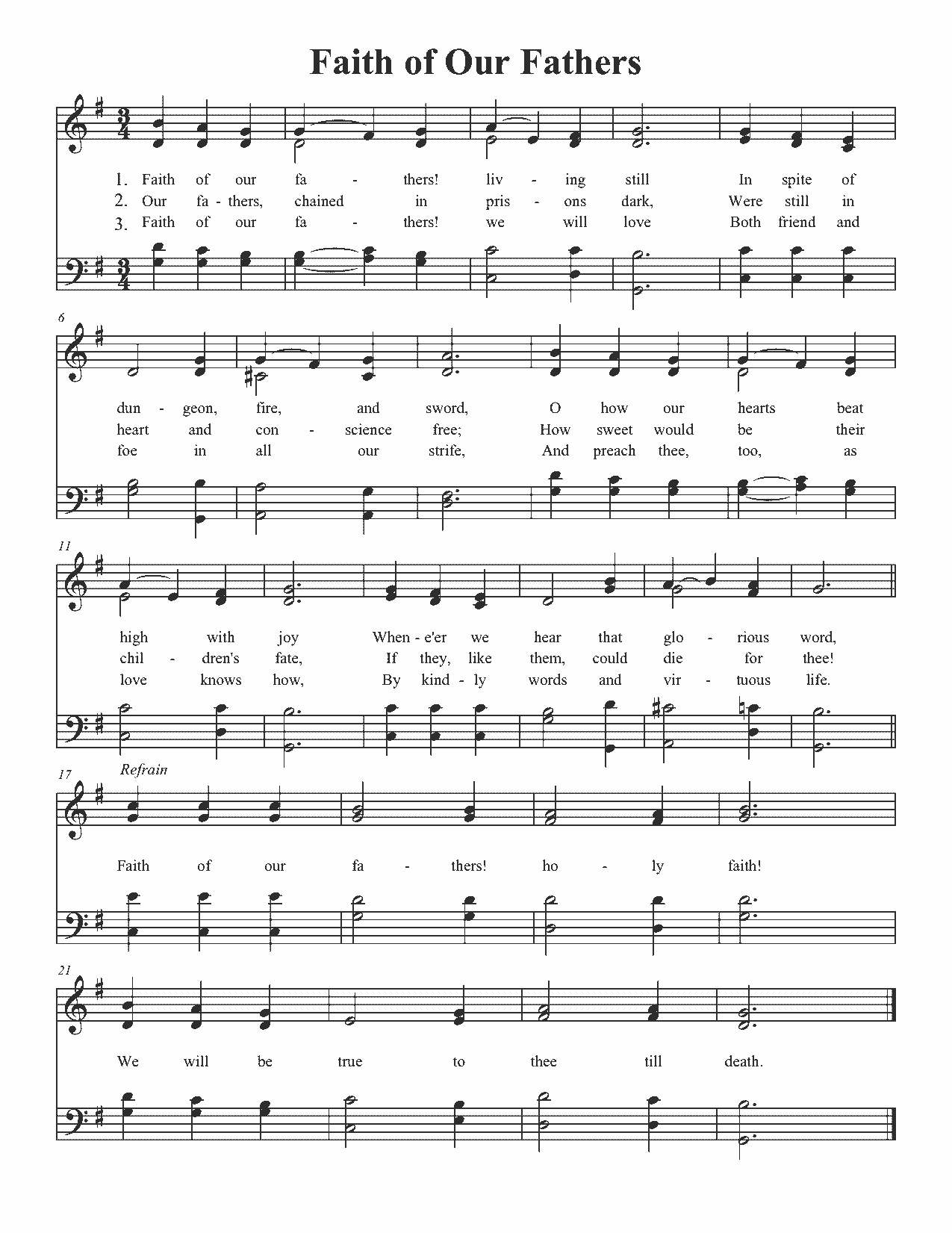 Faith of Our Fathers - Sheet Music Page 1